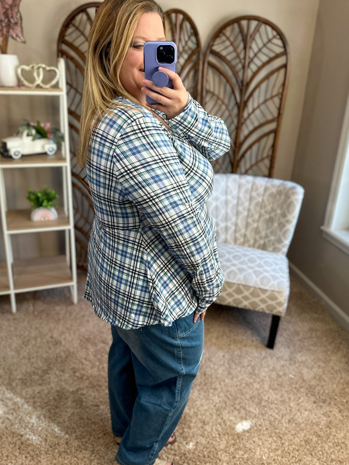 Picnic in the Park Top - Blue Plaid