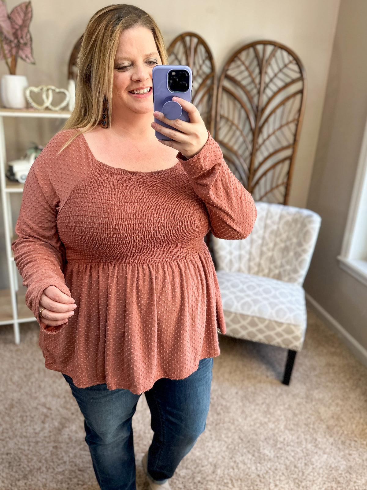 Smoking Gun Smocked Swiss Dot Top - Multiple Colors!