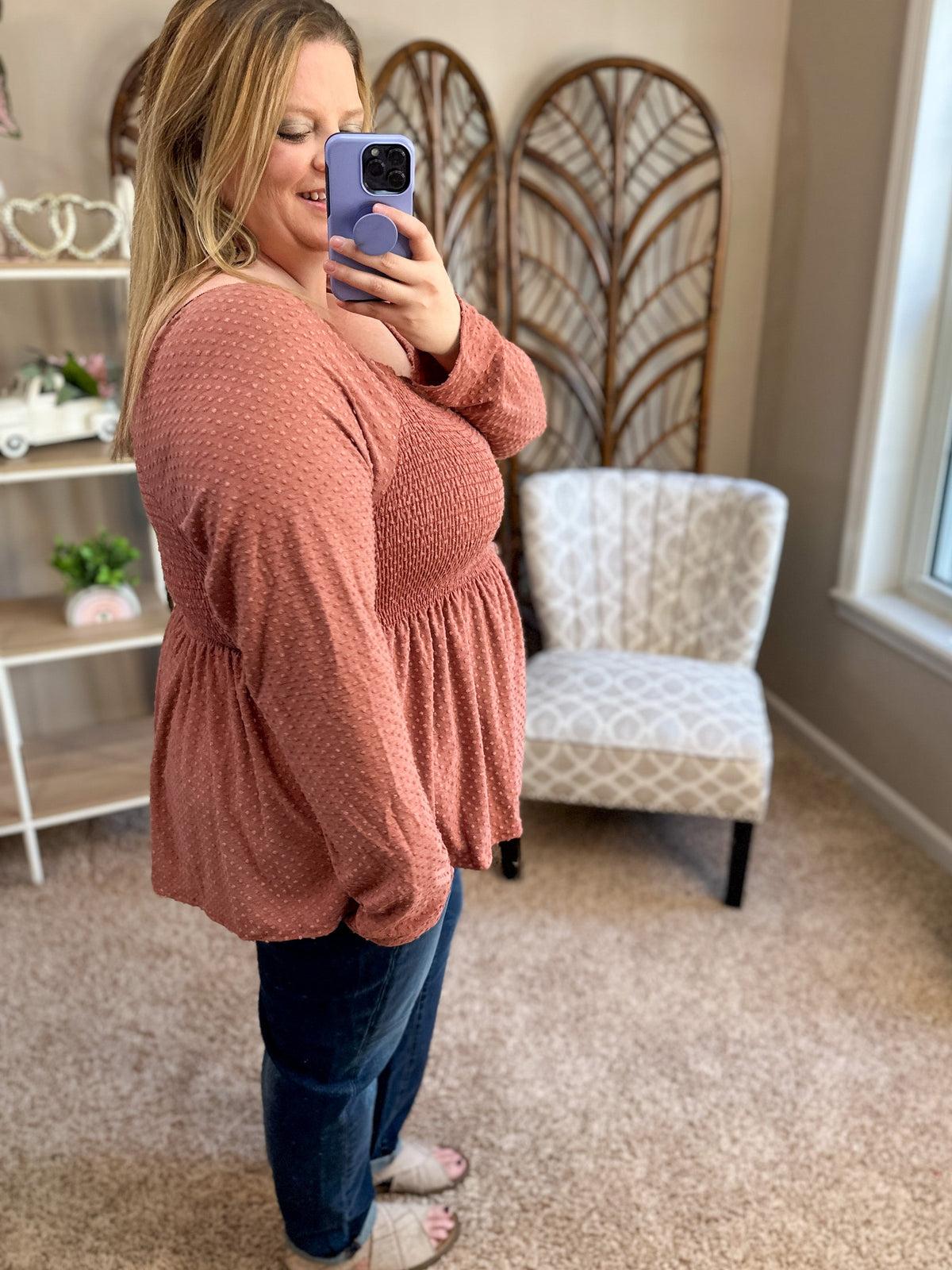 Smoking Gun Smocked Swiss Dot Top - Multiple Colors!