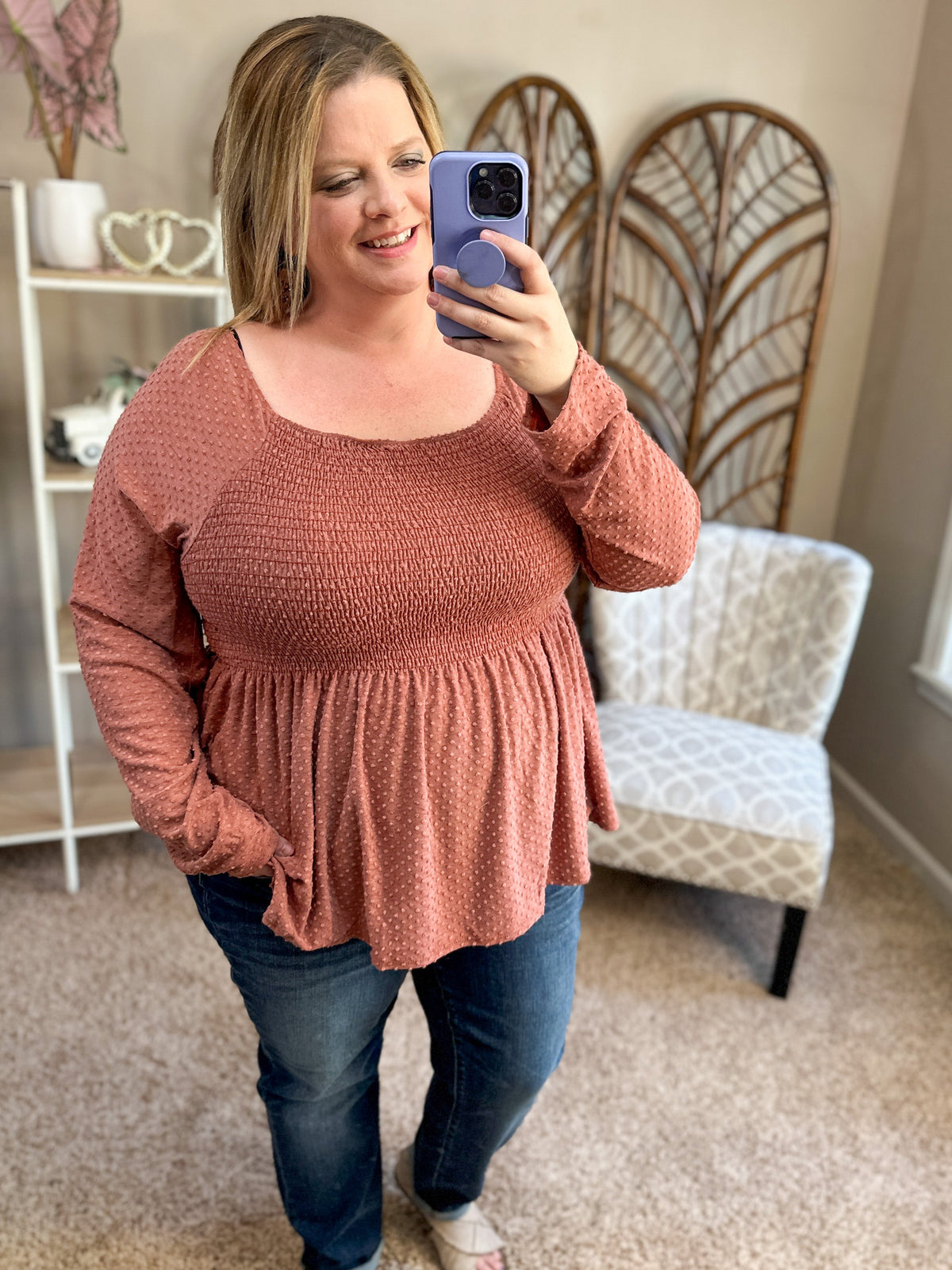 Smoking Gun Smocked Swiss Dot Top - Multiple Colors!