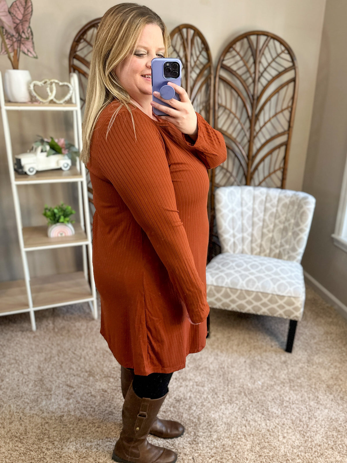 Straight to the Point Dress - Rust