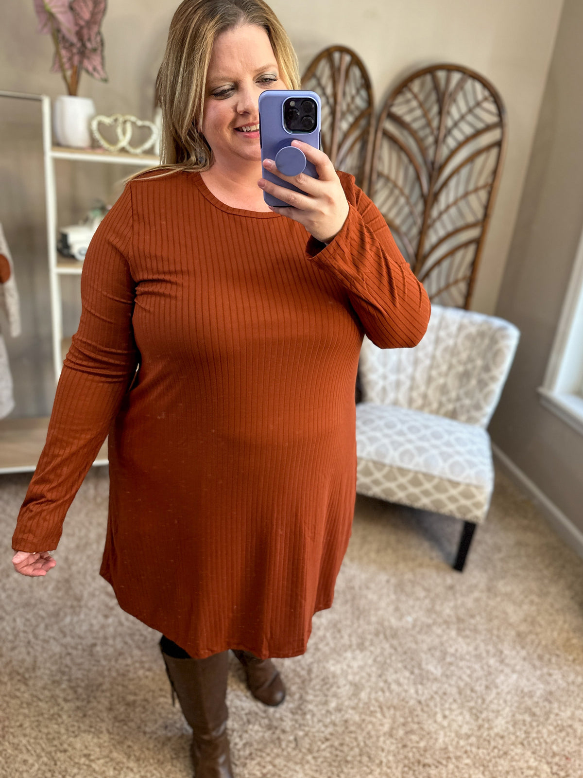 Straight to the Point Dress - Rust