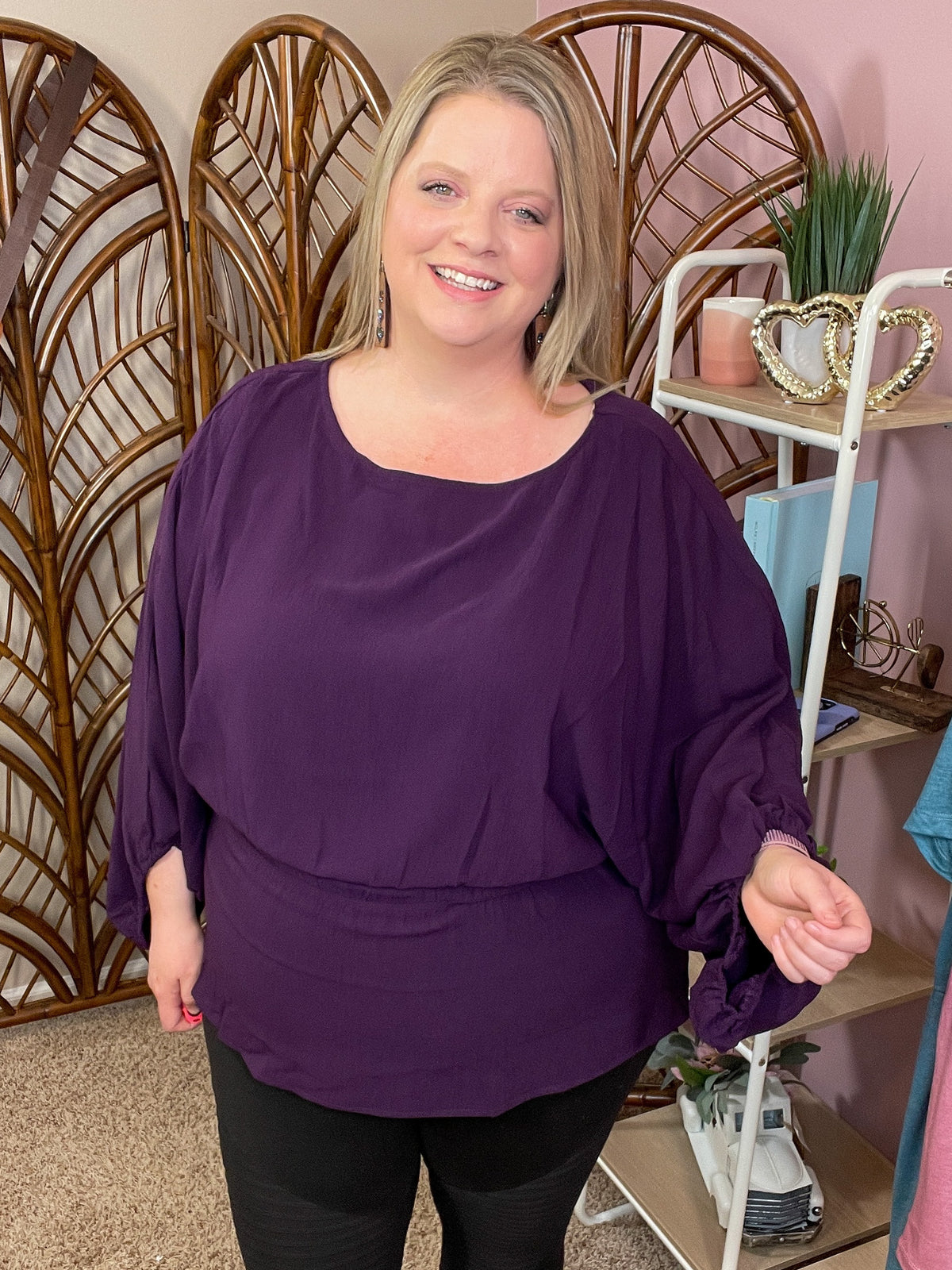 Make Me Famous Cinch Waist Top - Purple