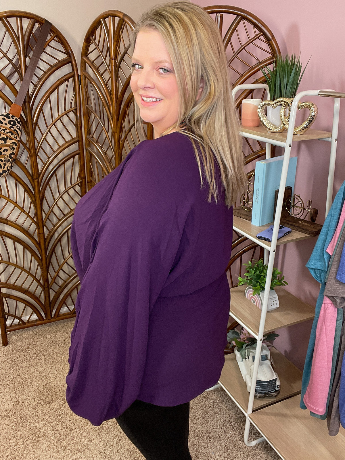 Make Me Famous Cinch Waist Top - Purple