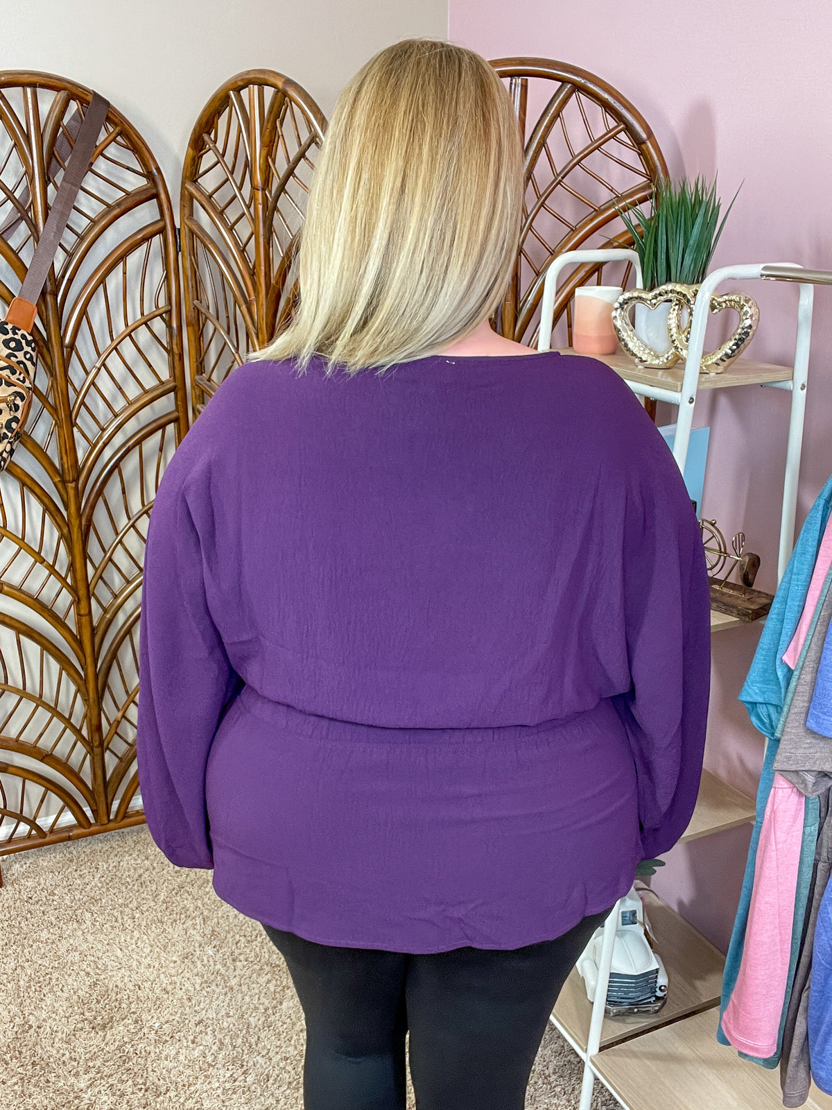 Make Me Famous Cinch Waist Top - Purple