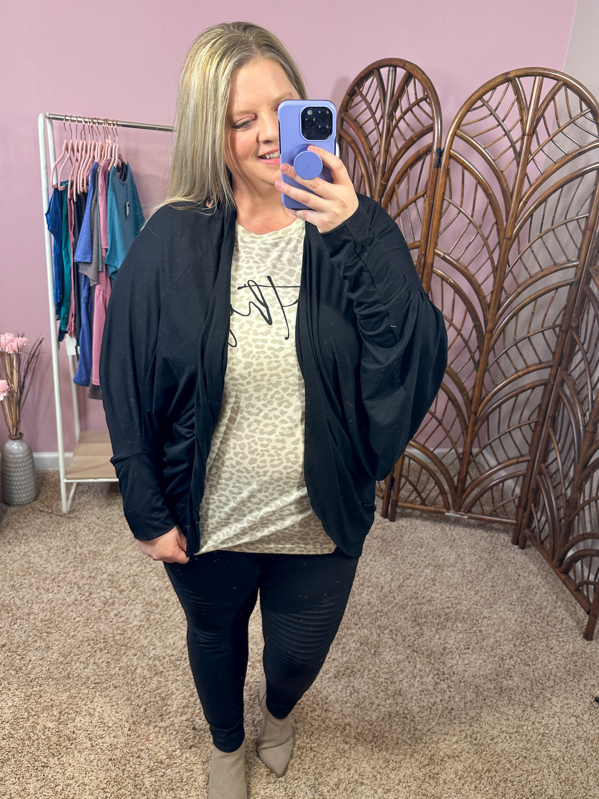 Extra Coverage Cocoon Cardigan - Black