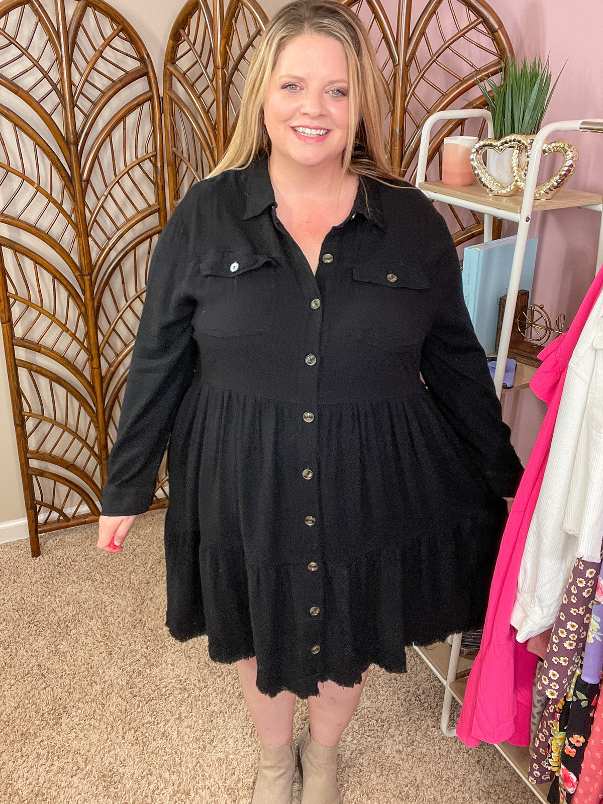 Case is Closed Raw Hem Dress - Black