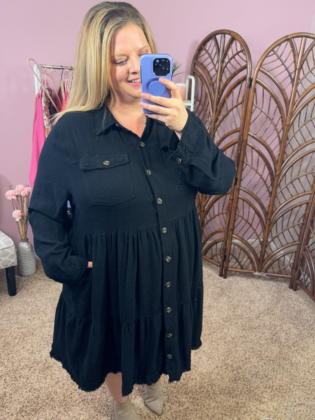 Case is Closed Raw Hem Dress - Black