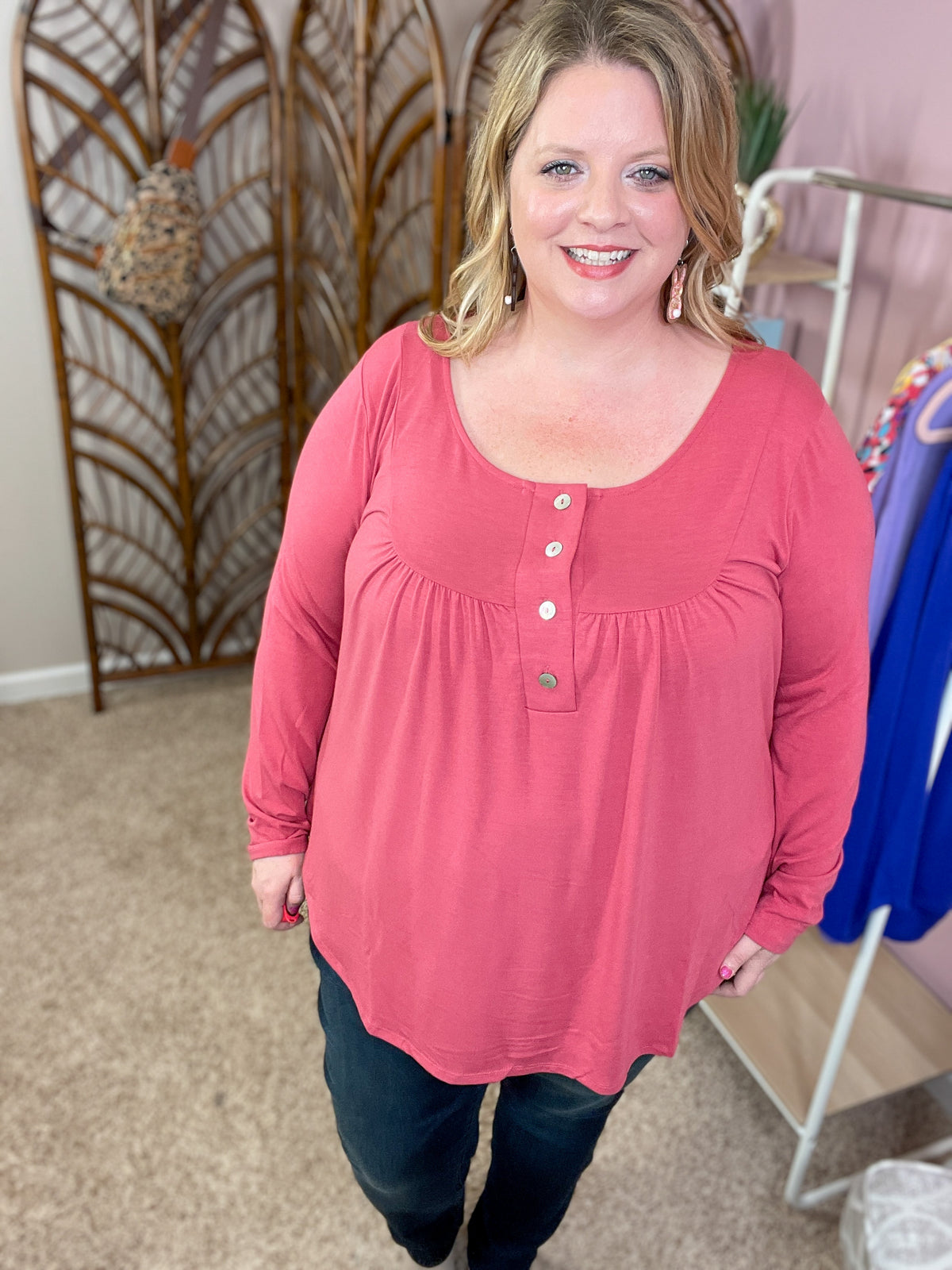 Beauty Within Button Tunic - Rose