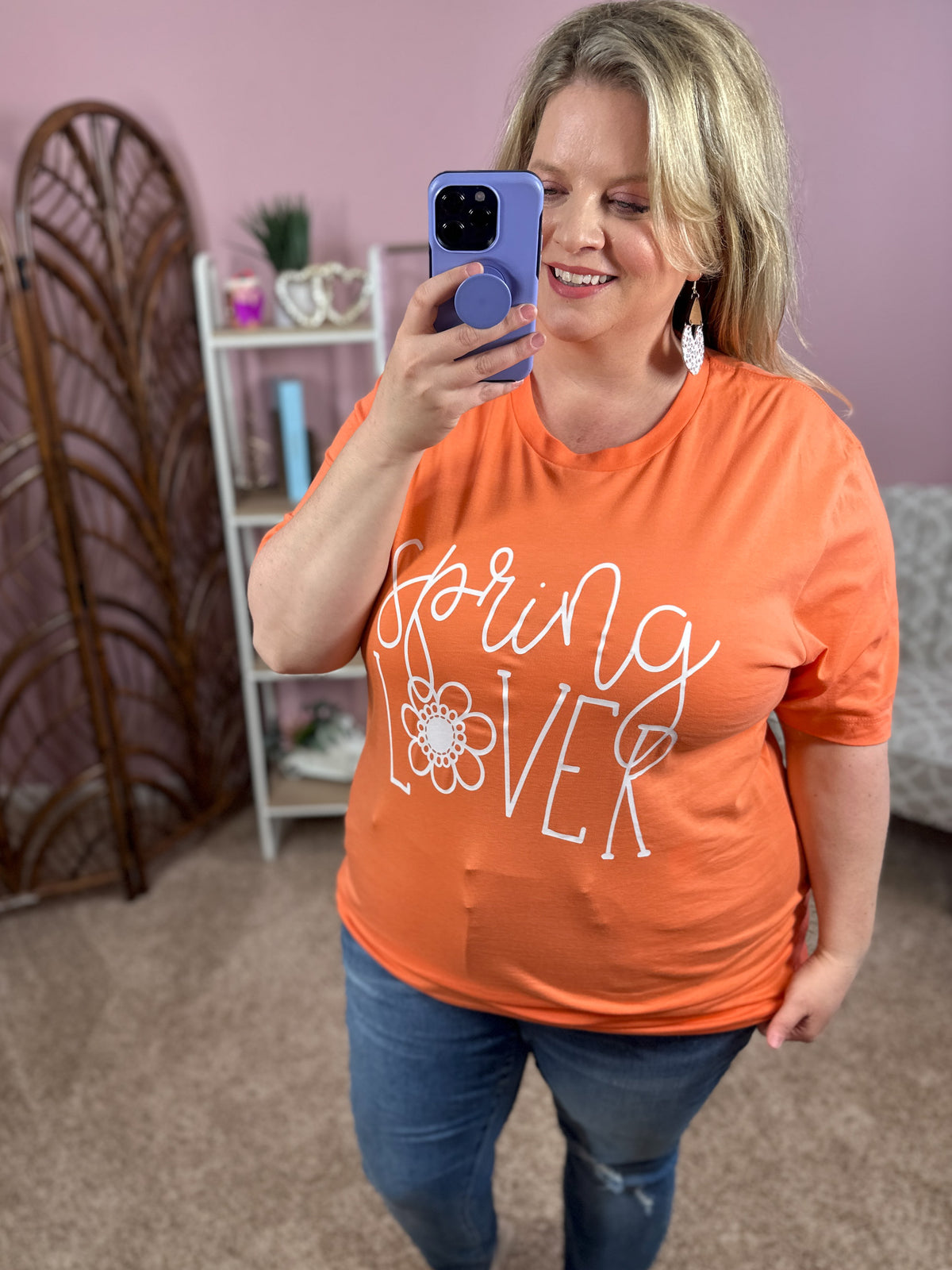 Spring Lover Graphic Tee - Coral