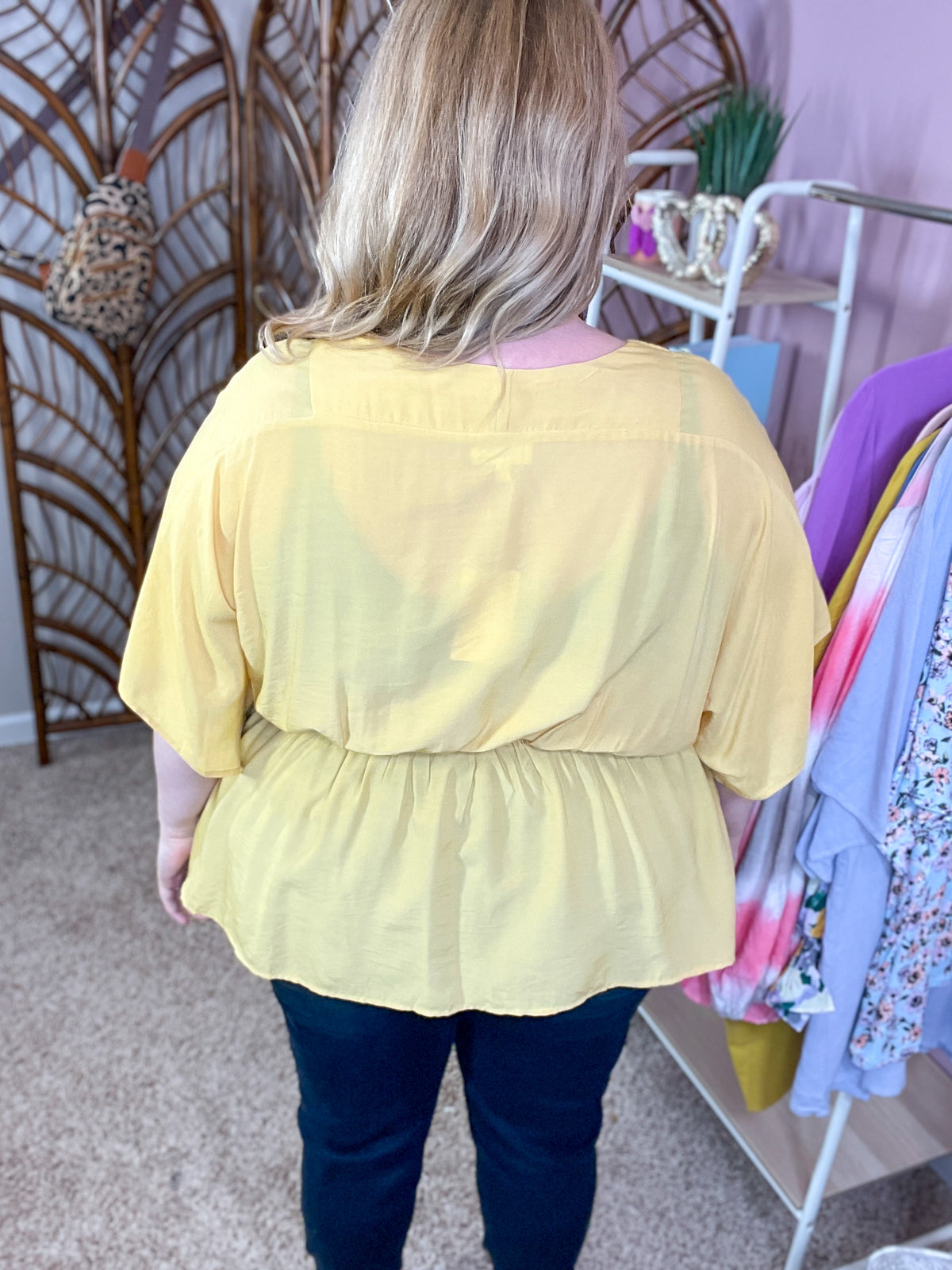 Hear All About It Peplum Top - Butter Yellow