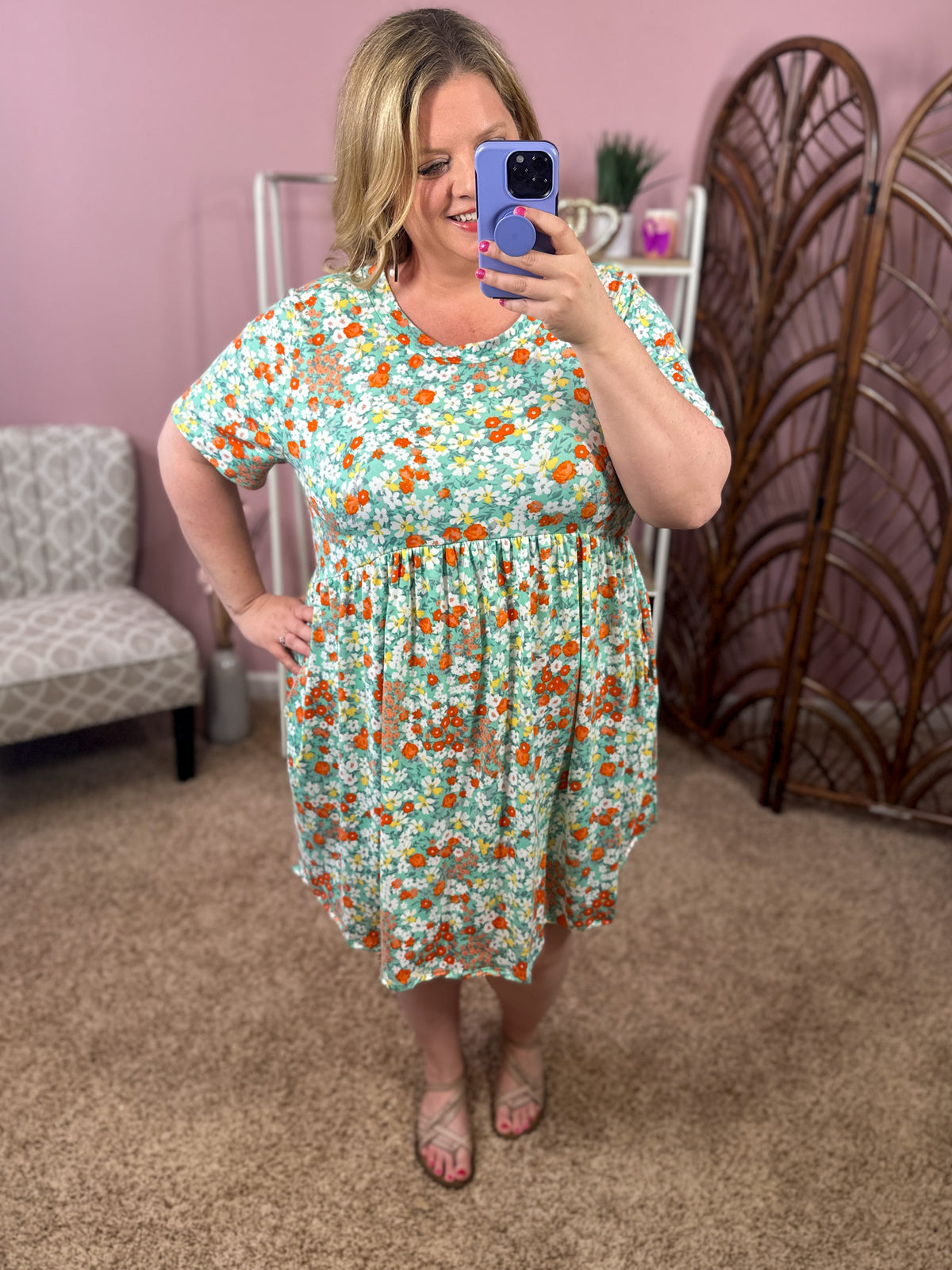 Hear Me Out - Mint Floral Dress