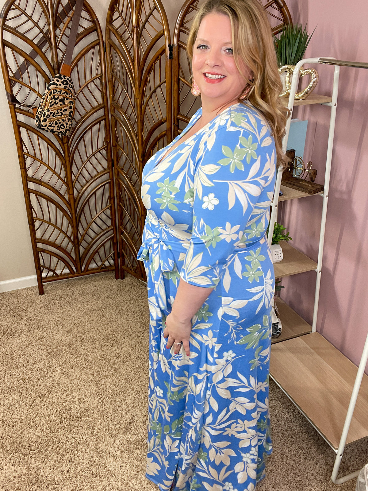 Spring Skies Faux Wrap Maxi - Blue