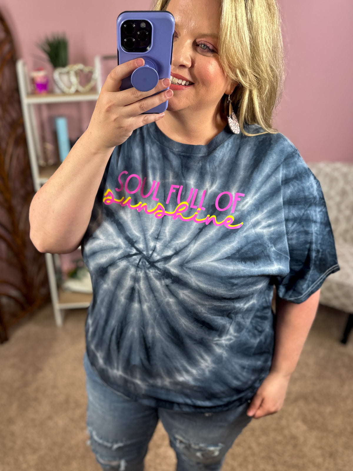 Soul Full of Sunshine Graphic Tee - Navy Tie-Dye