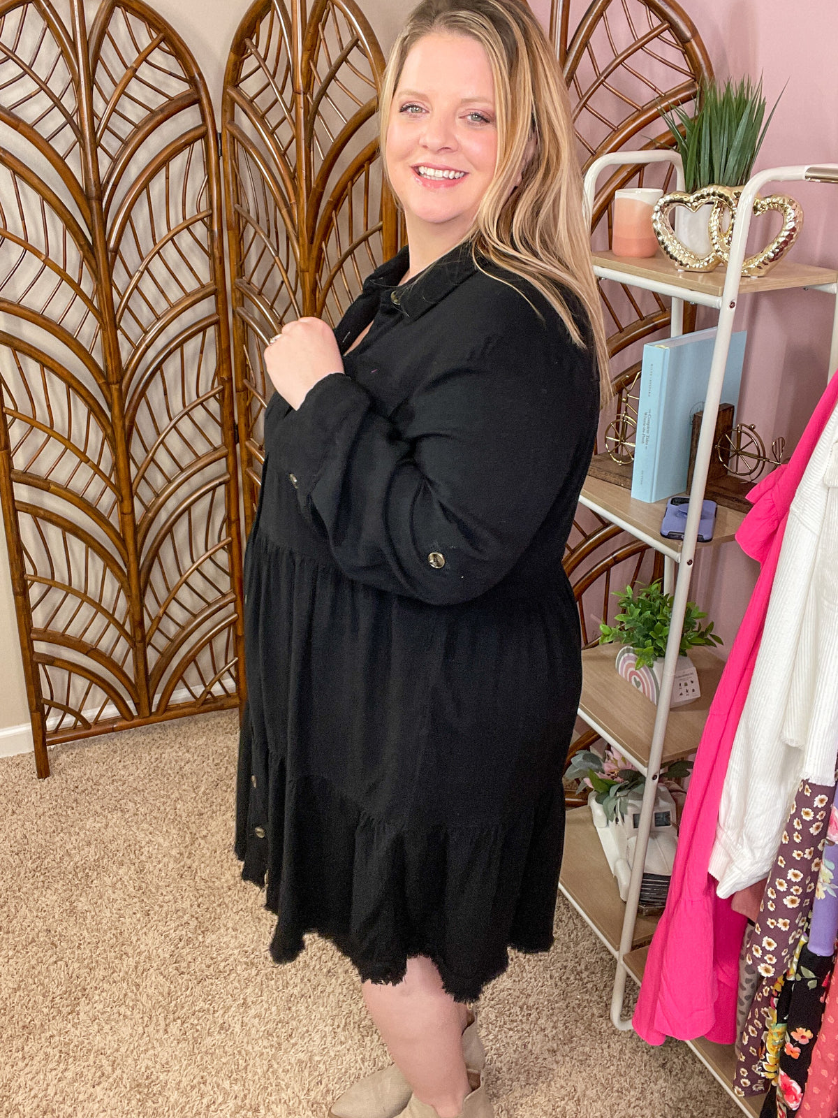 Case is Closed Raw Hem Dress - Black