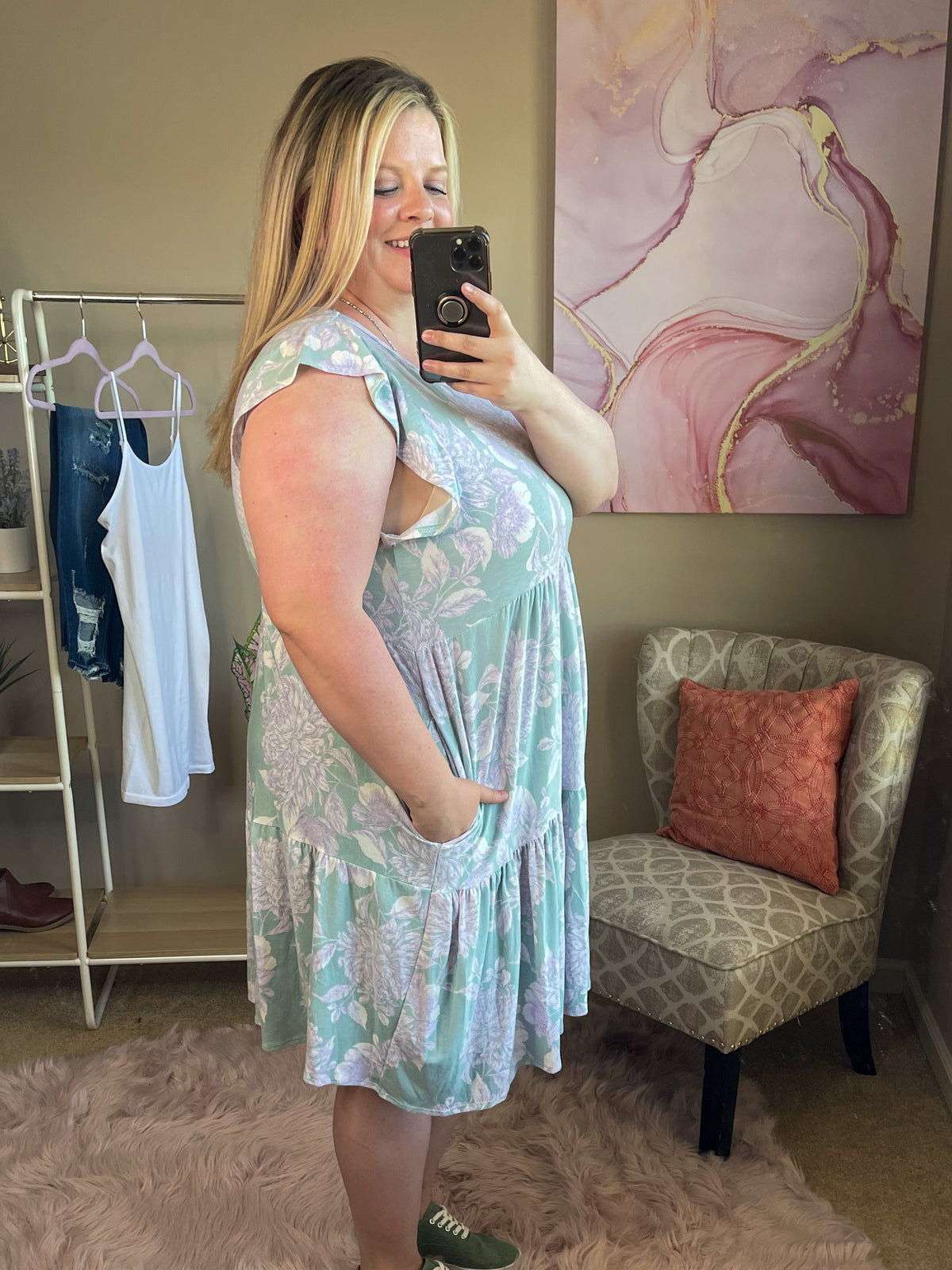 Thrilled Beyond Dress - Mint/Lilac