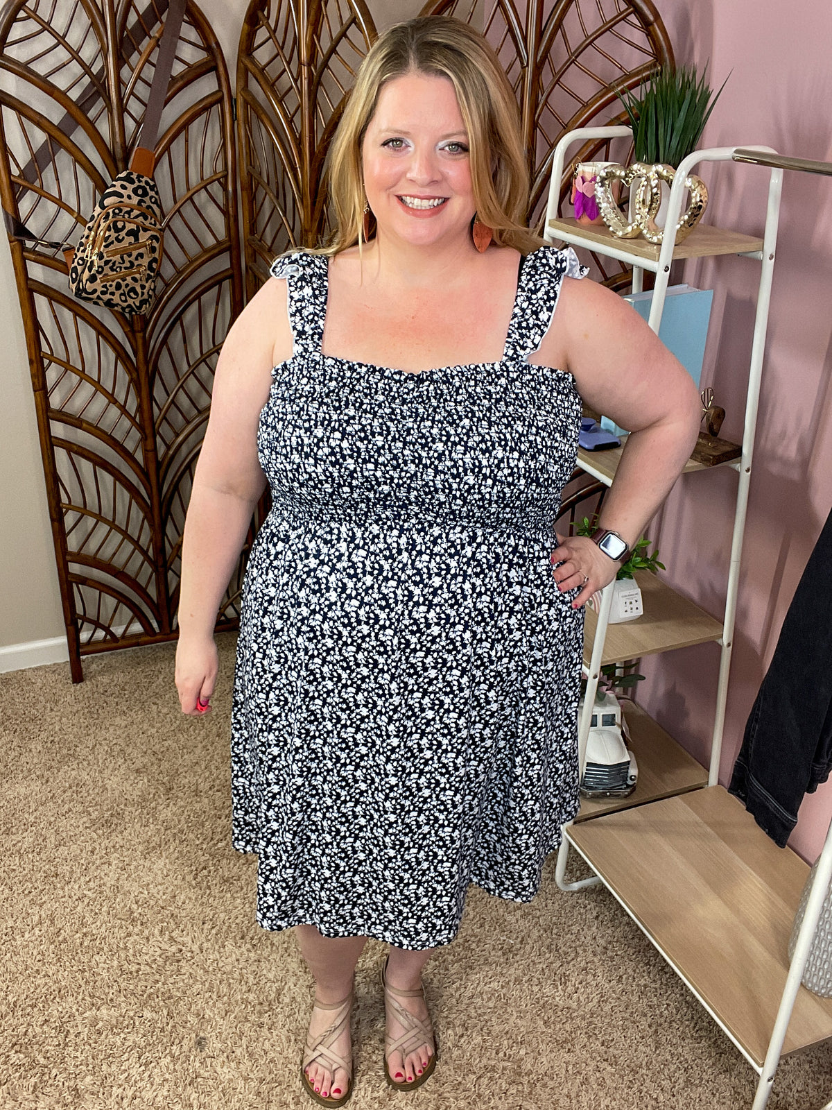 On the Boardwalk Smocked Dress - Navy