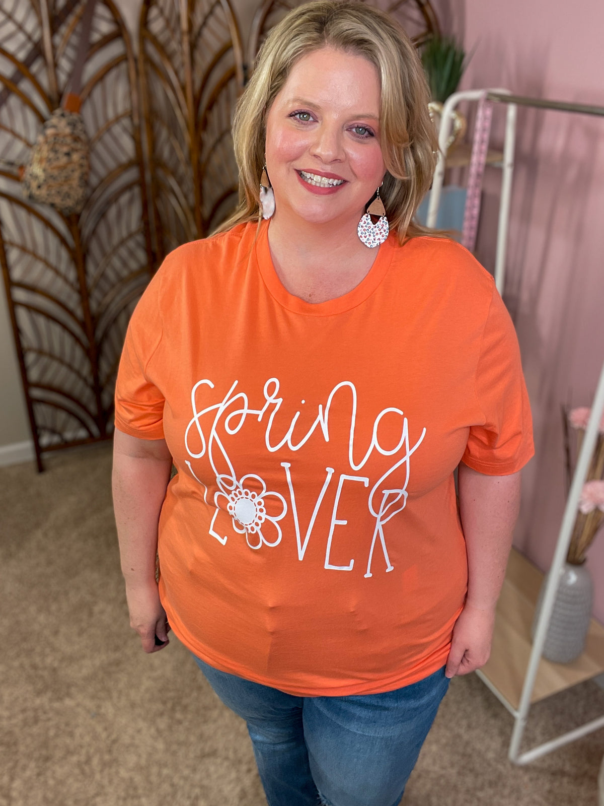 Spring Lover Graphic Tee - Coral