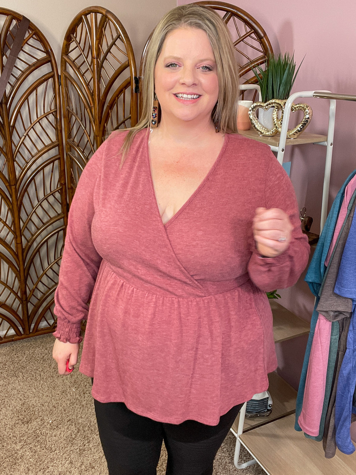 Give Me Flowers Peplum Top - Vintage Ruby