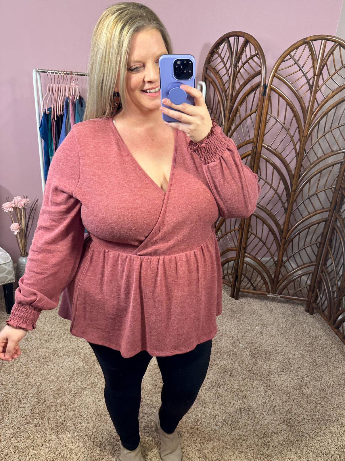 Give Me Flowers Peplum Top - Vintage Ruby