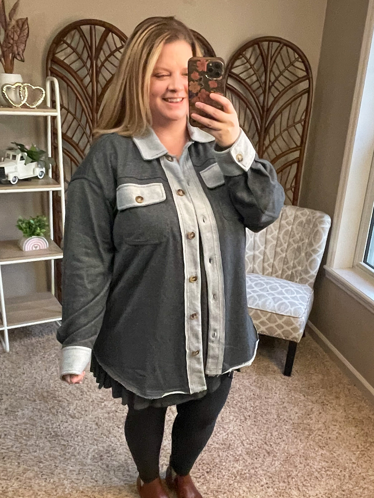 On Your Mark Light French Terry Jacket - Charcoal