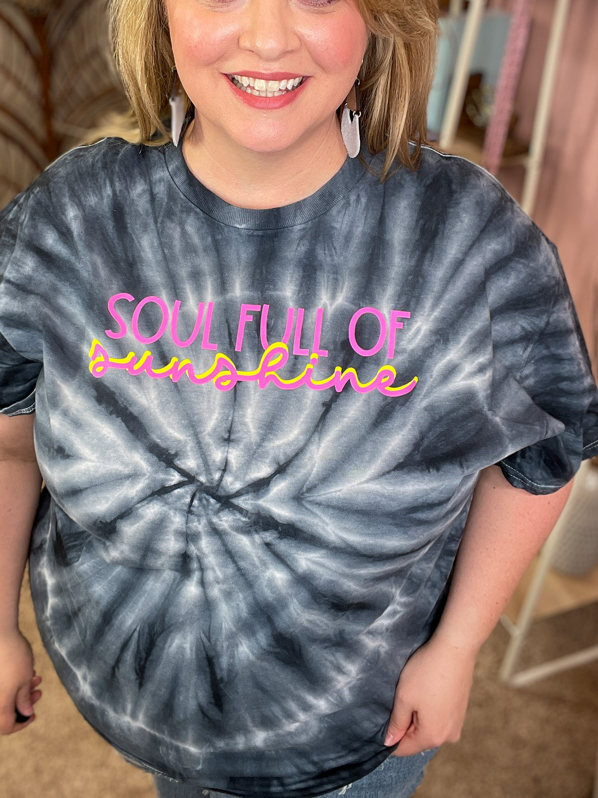 Soul Full of Sunshine Graphic Tee - Navy Tie-Dye