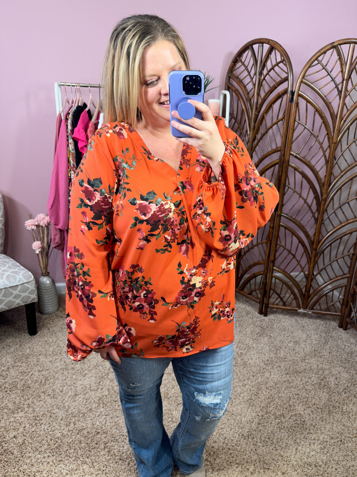 Travel the Distance Top - Coral Orange