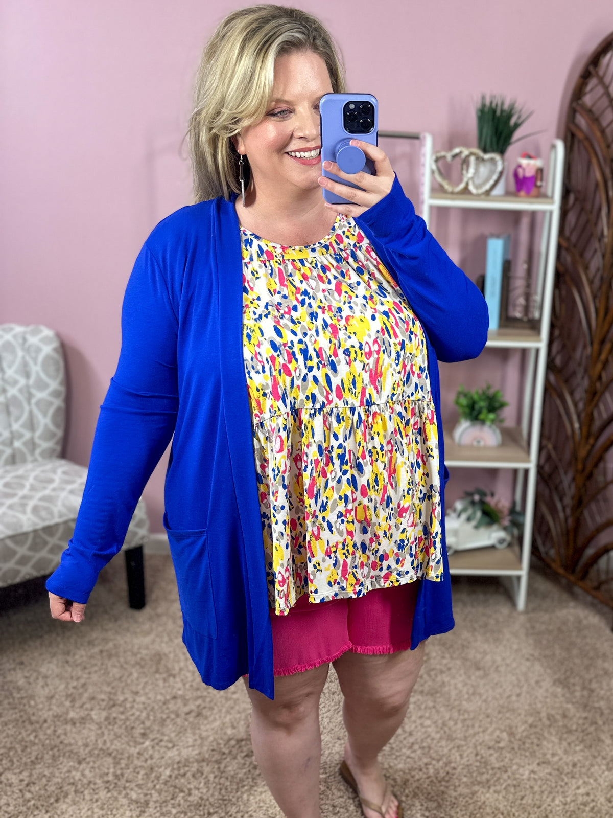 Always Perfect Long Sleeve Pocket Cardigan - Bright Blue