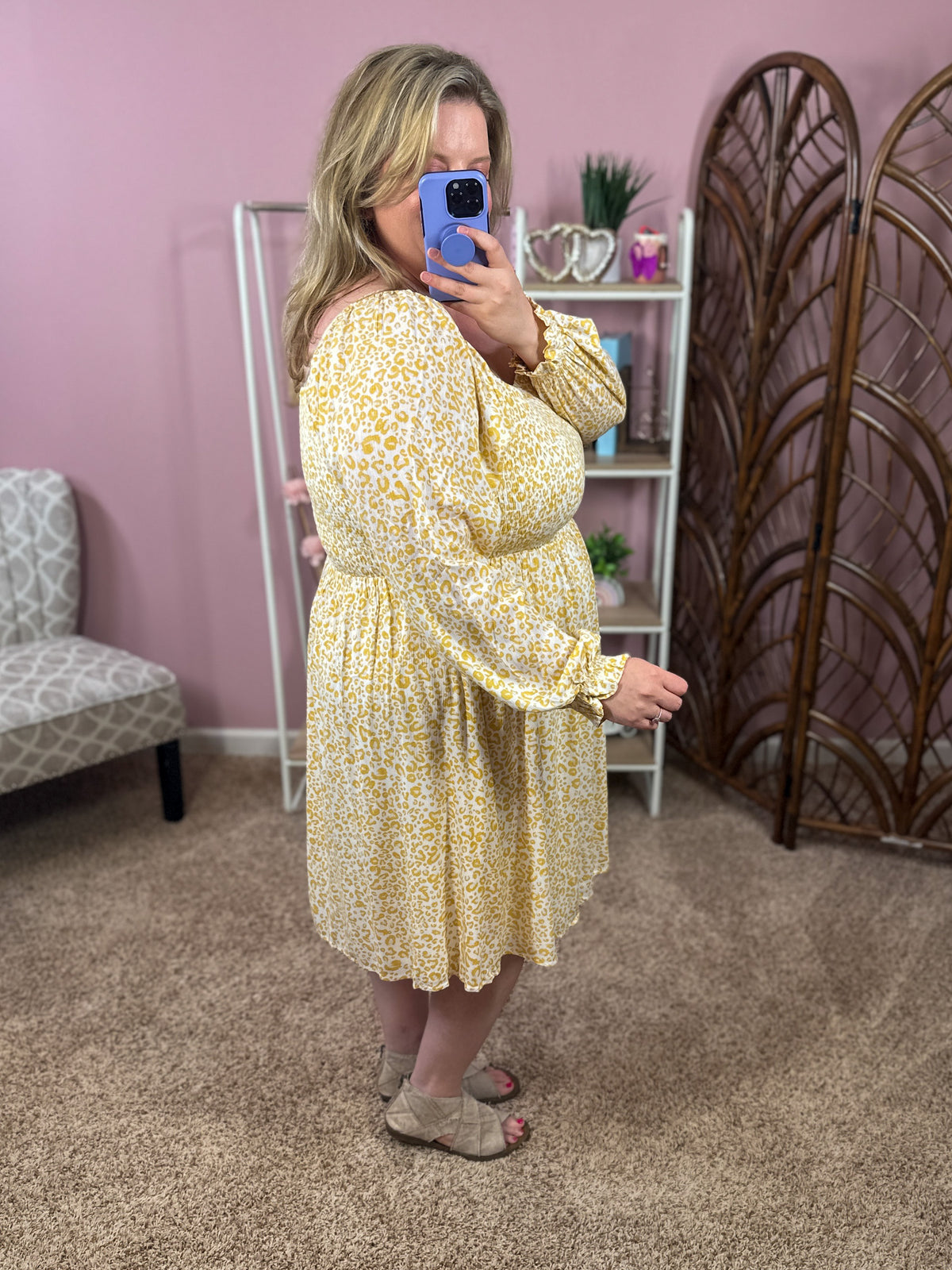 Take the Chance Smocked Dress - Honey and Cream