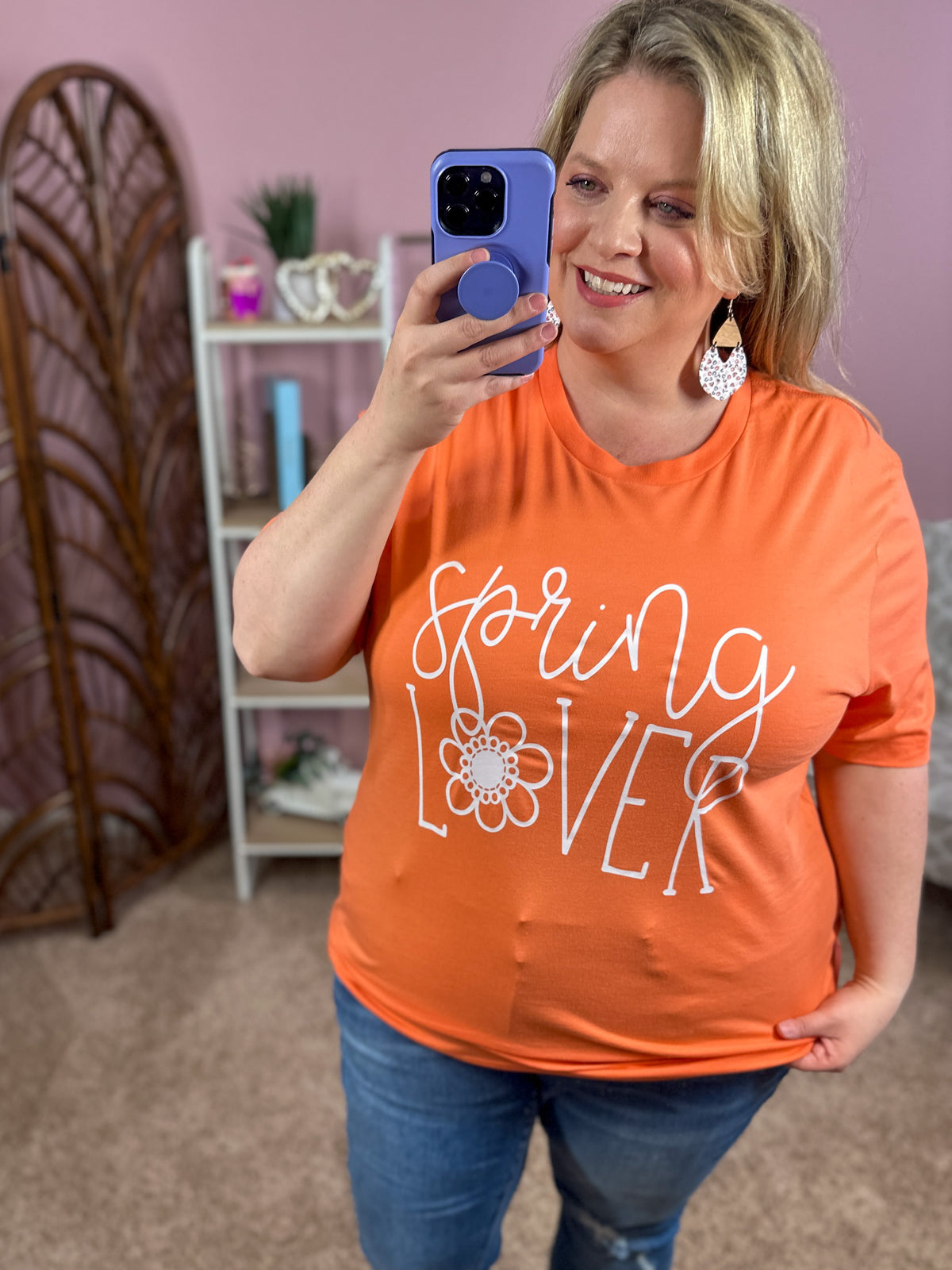 Spring Lover Graphic Tee - Coral
