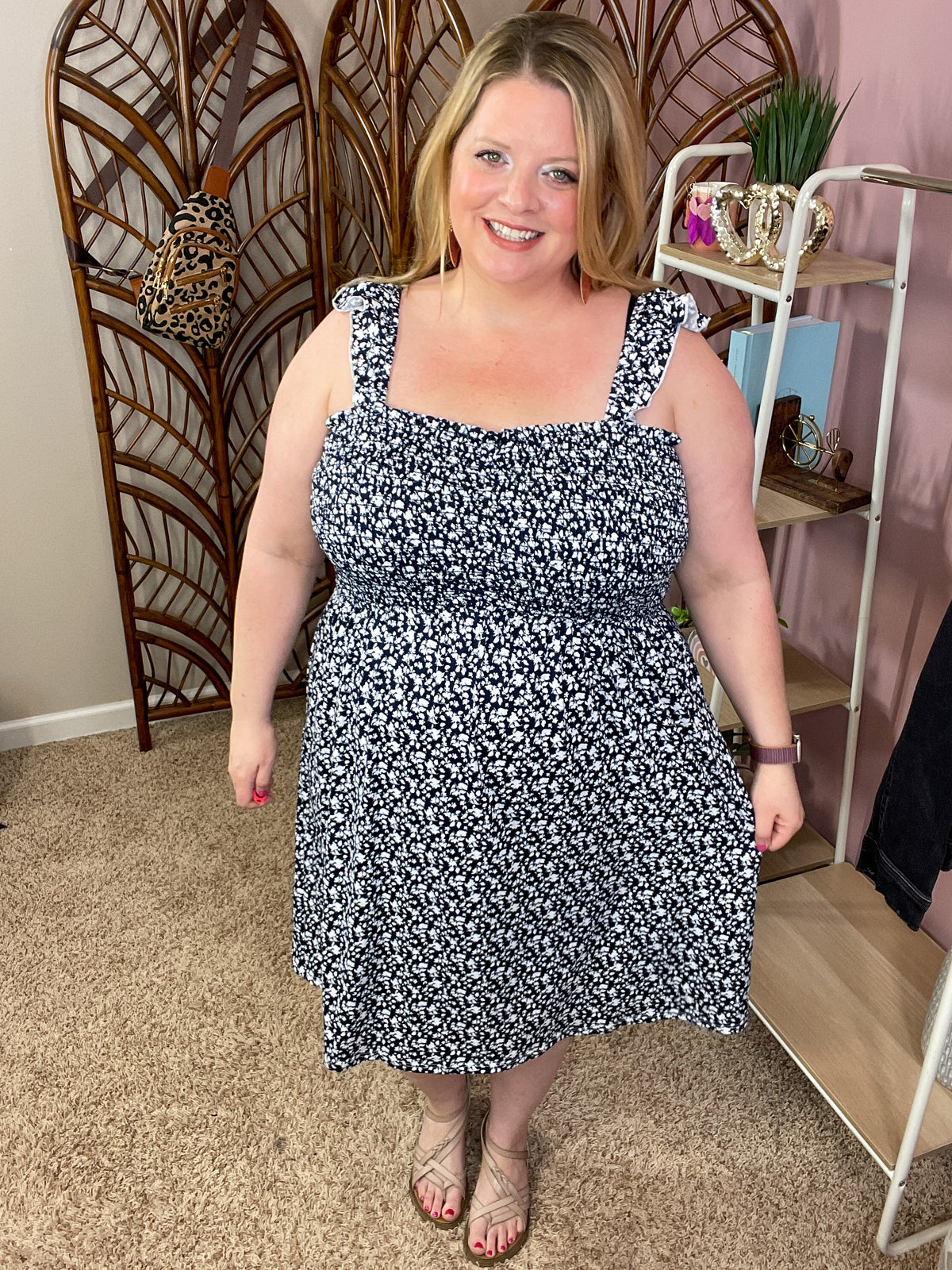 On the Boardwalk Smocked Dress - Navy