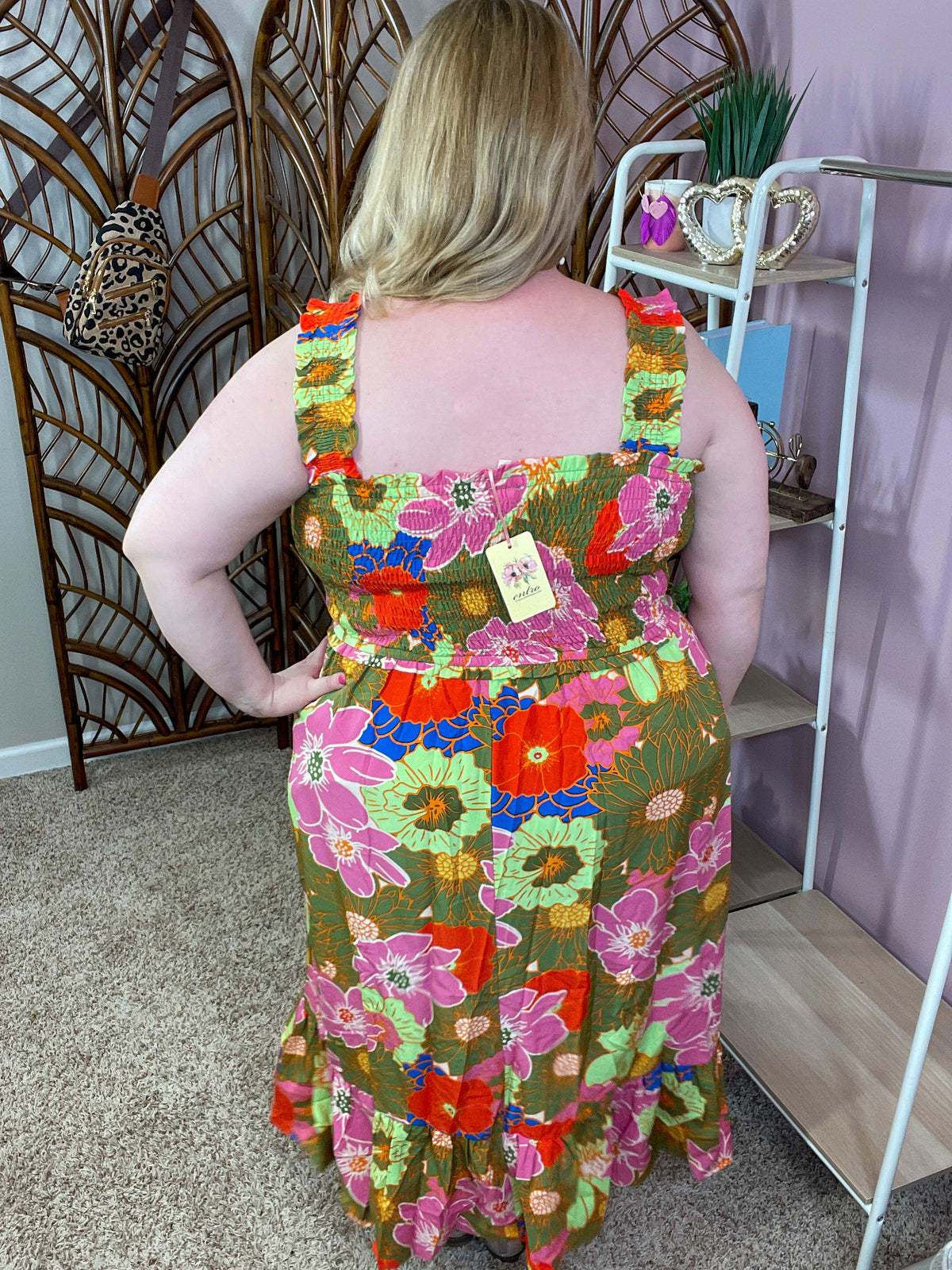 It&#39;s Delightful Smocked Dress - Olive Floral