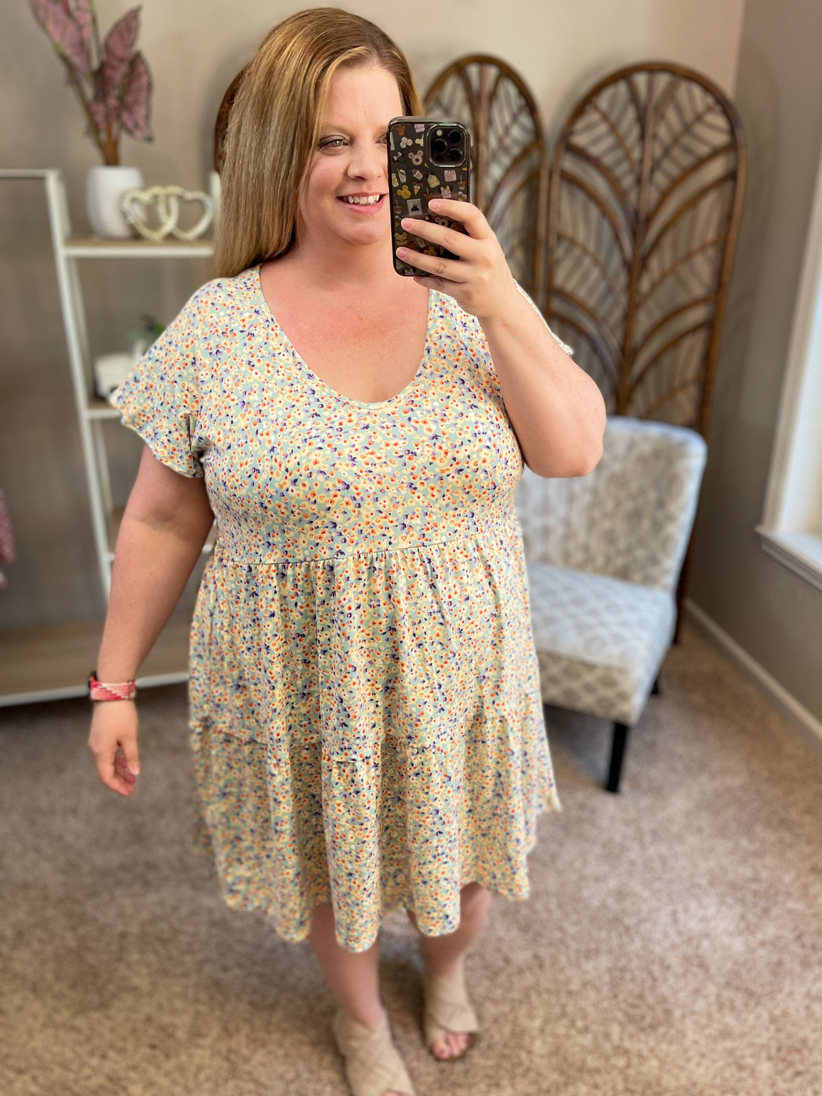 Up in the Air Tiered Dress - Sky