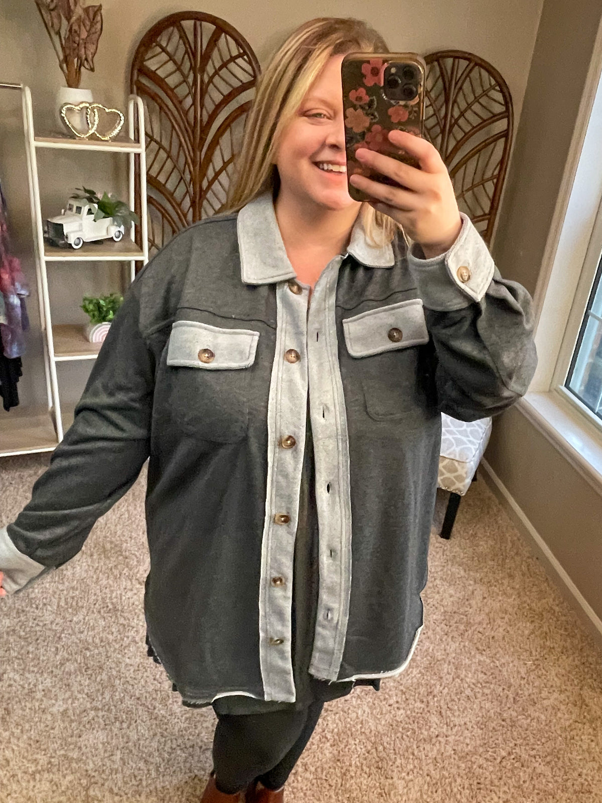 On Your Mark Light French Terry Jacket - Charcoal