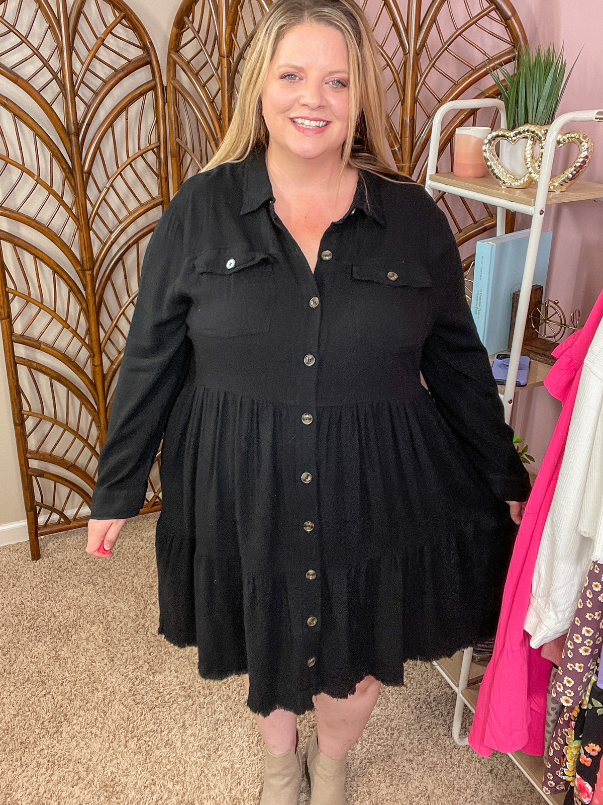 Case is Closed Raw Hem Dress - Black