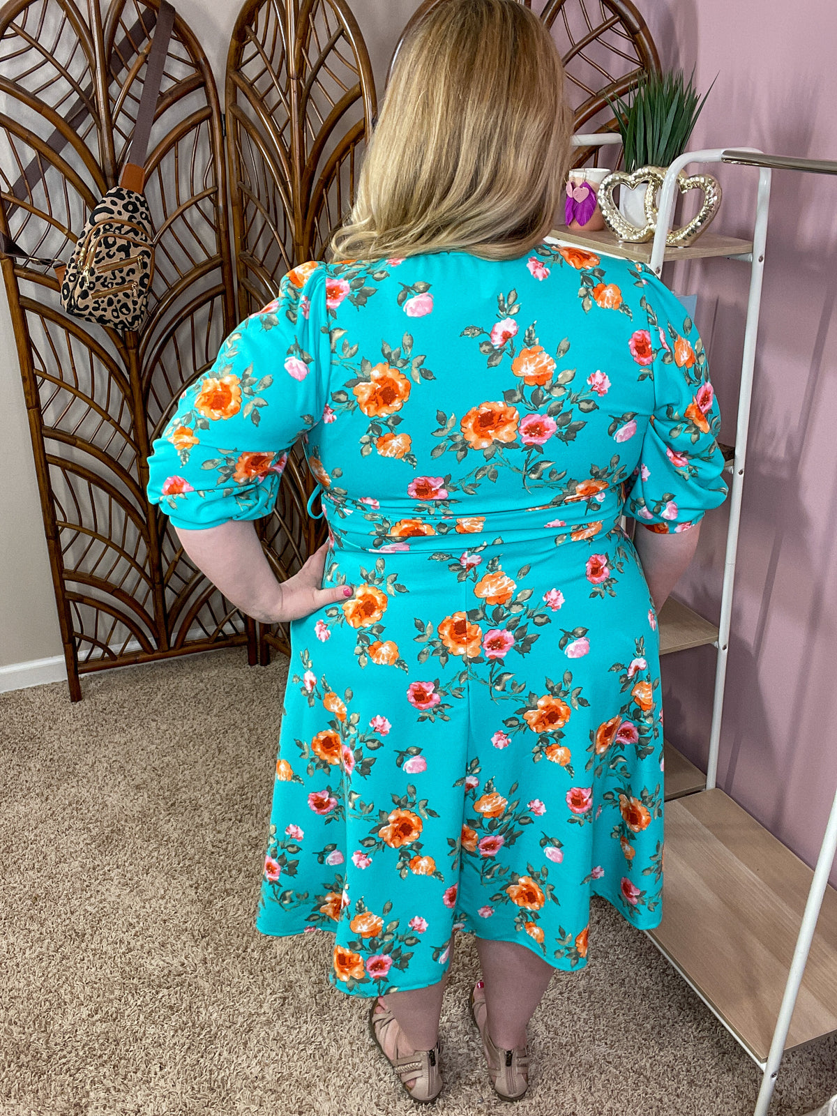 Radiant Emotions Faux Wrap Dress - Mint