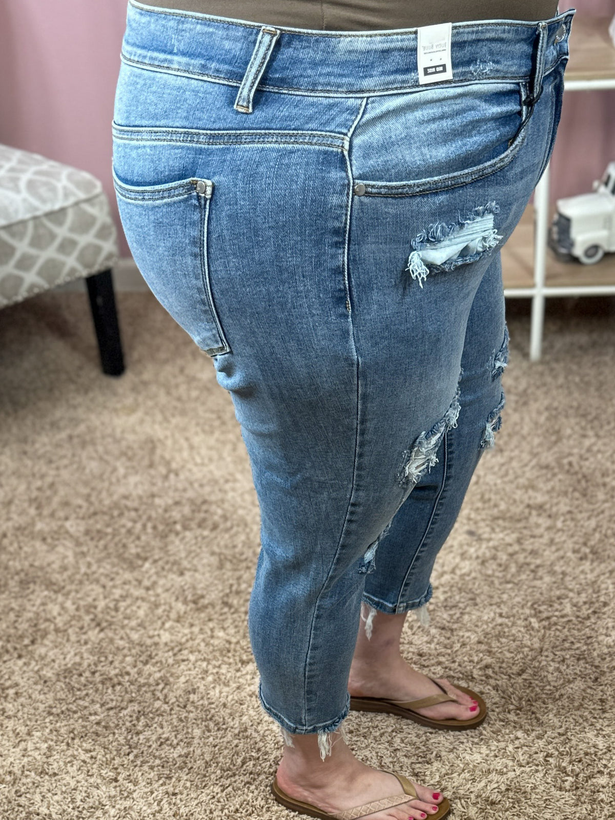 Demand More Distressed Capri Denim - Judy Blue