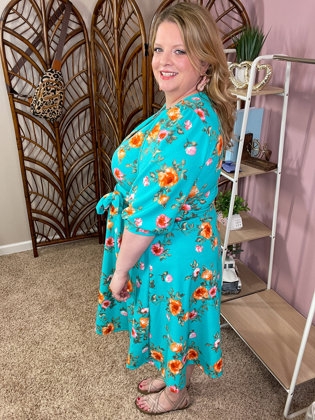 Radiant Emotions Faux Wrap Dress - Mint