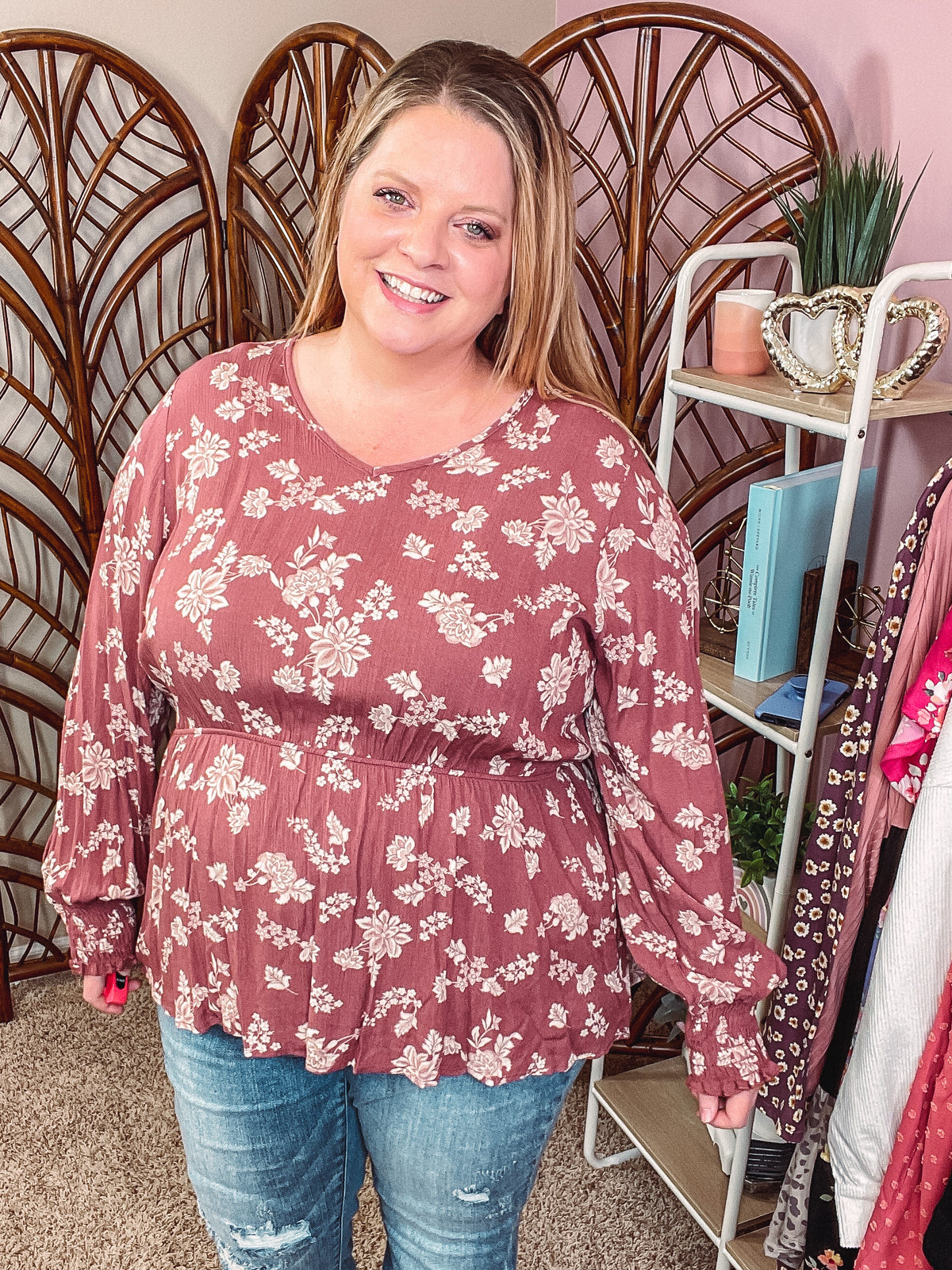 Privilege is Mine Cinched Waist Top - Deep Rose