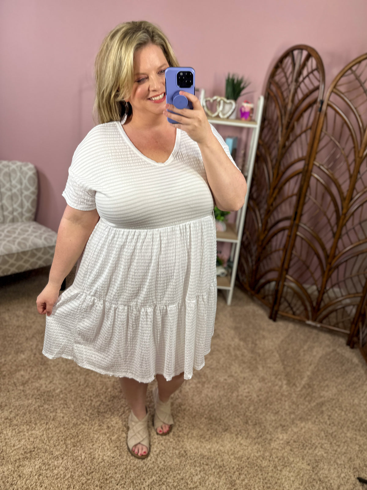 Know Your Worth Tiered Dress - Off White