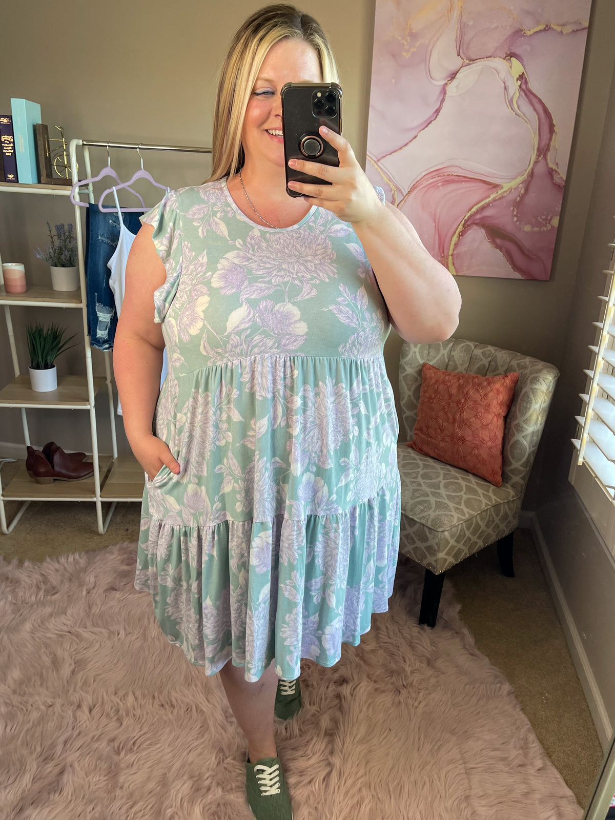 Thrilled Beyond Dress - Mint/Lilac