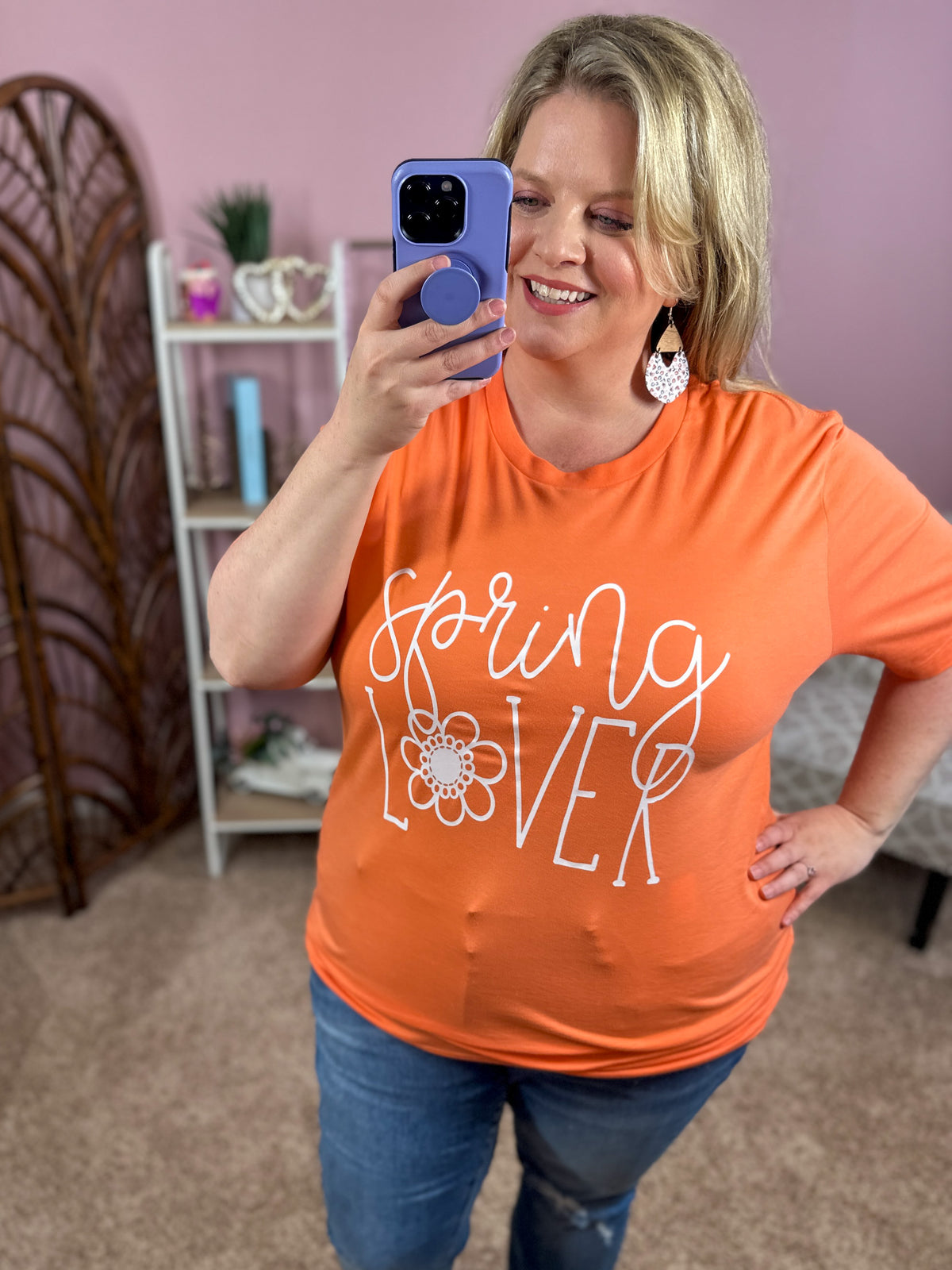 Spring Lover Graphic Tee - Coral