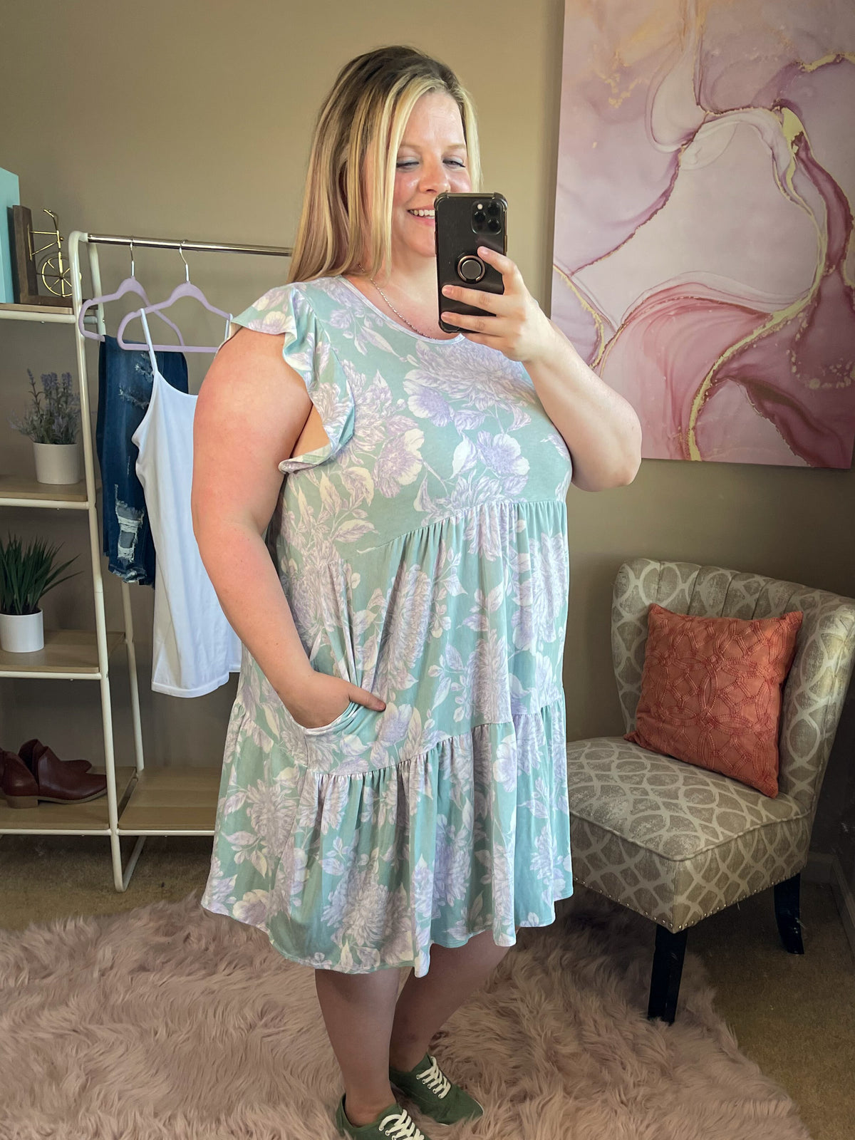 Thrilled Beyond Dress - Mint/Lilac