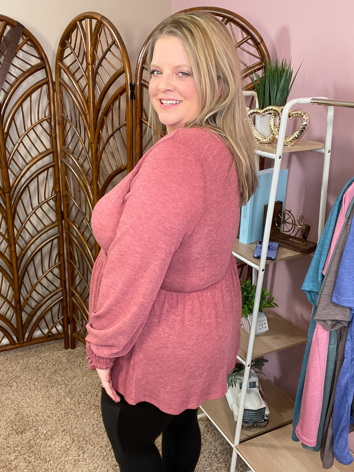 Give Me Flowers Peplum Top - Vintage Ruby