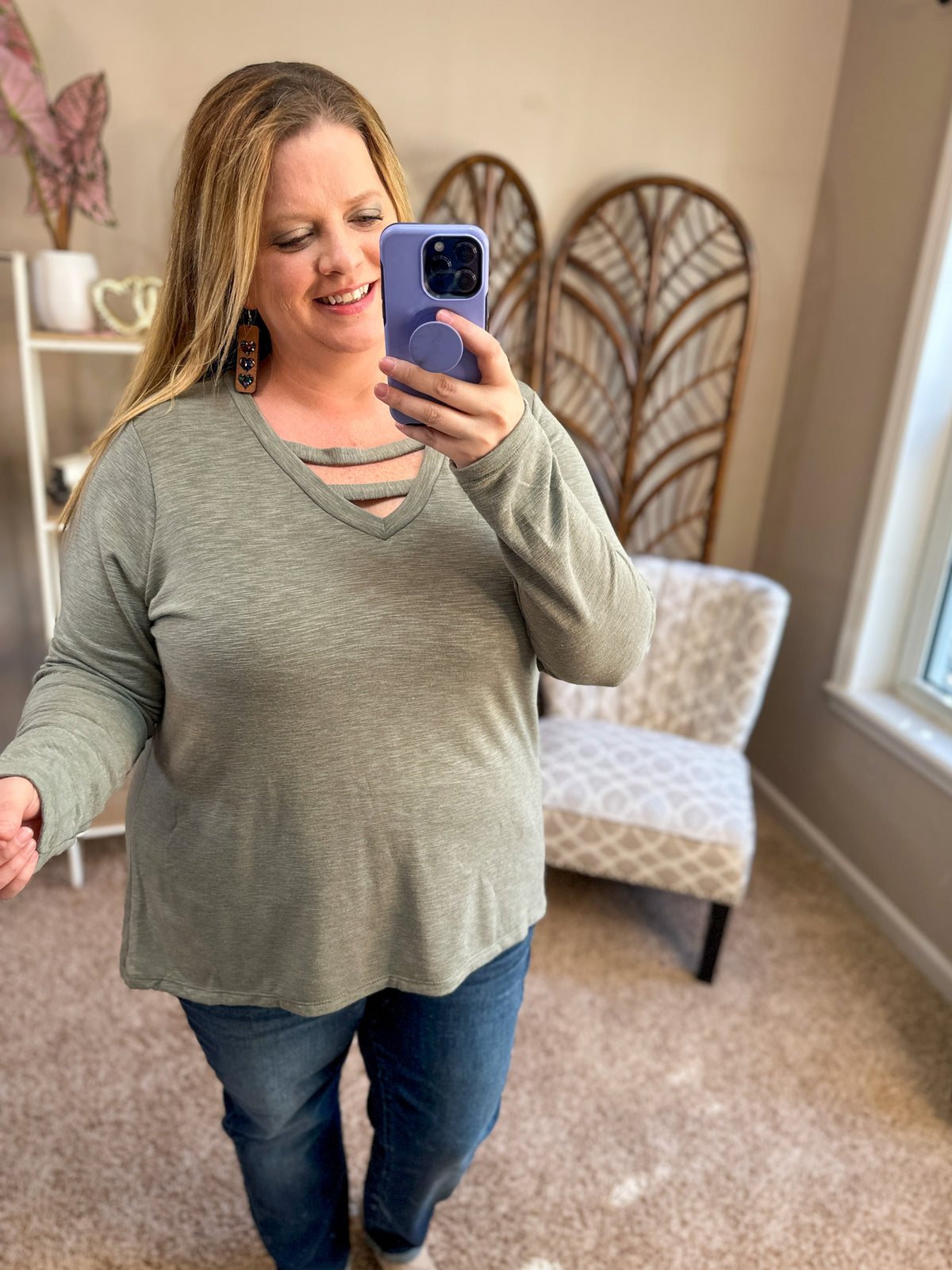 Quick to Judge Strappy Top - Light Olive