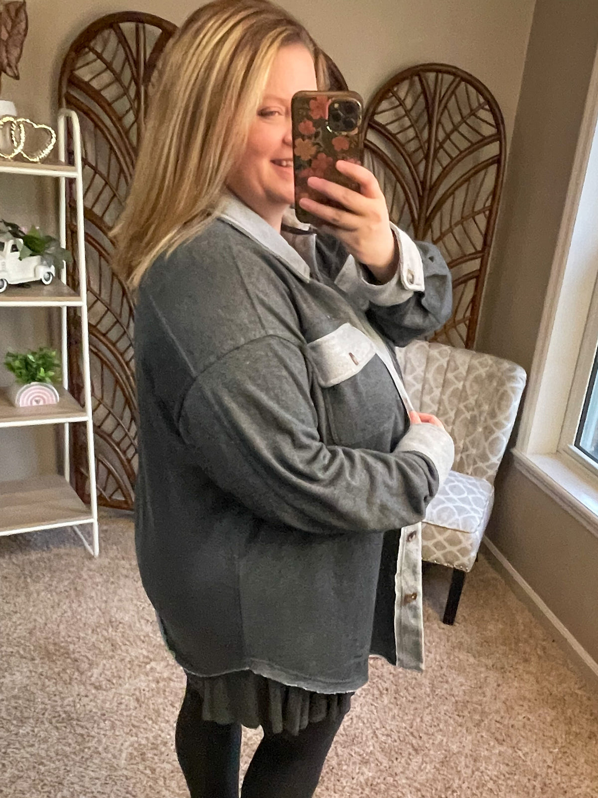 On Your Mark Light French Terry Jacket - Charcoal