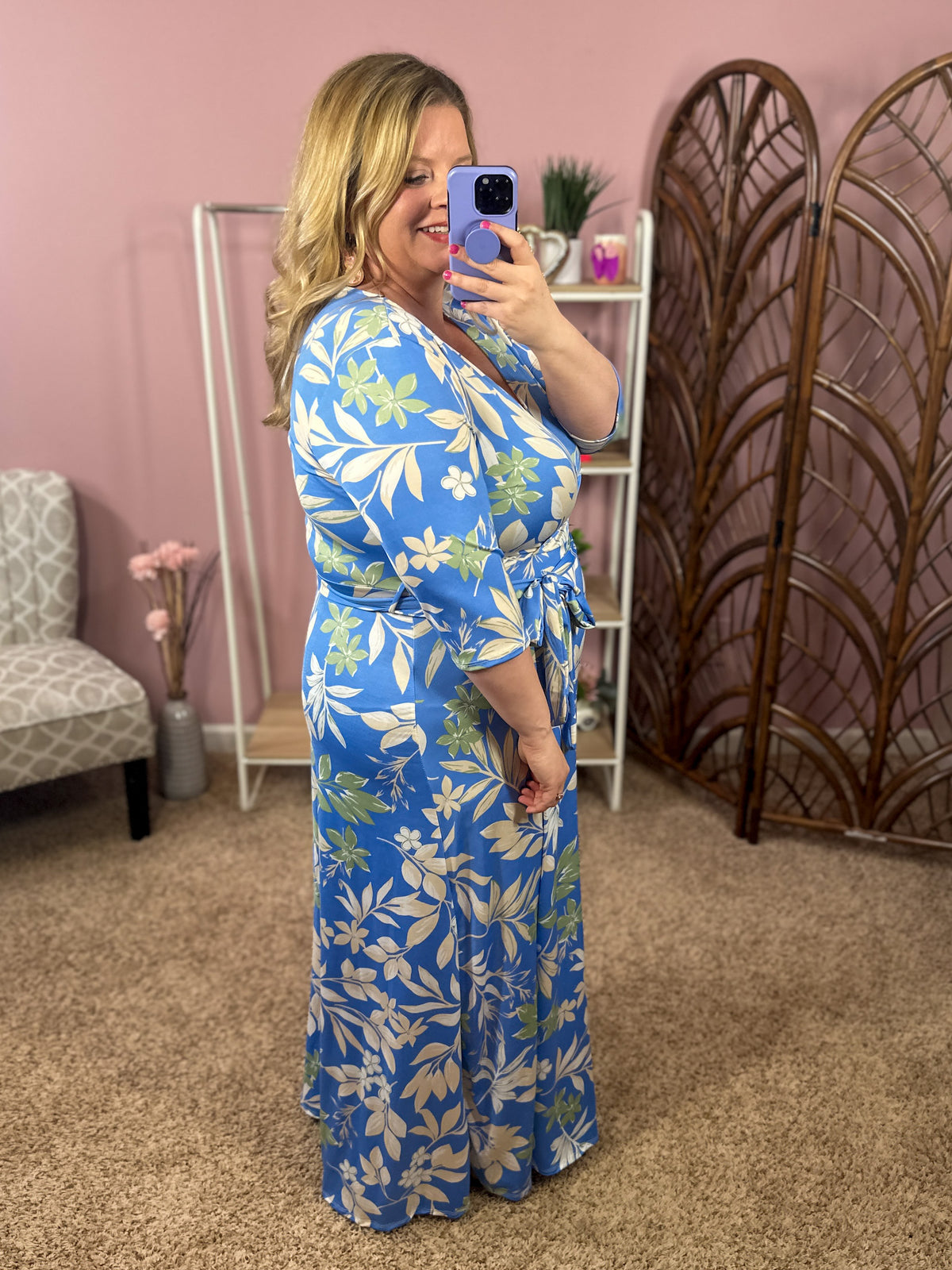 Spring Skies Faux Wrap Maxi - Blue