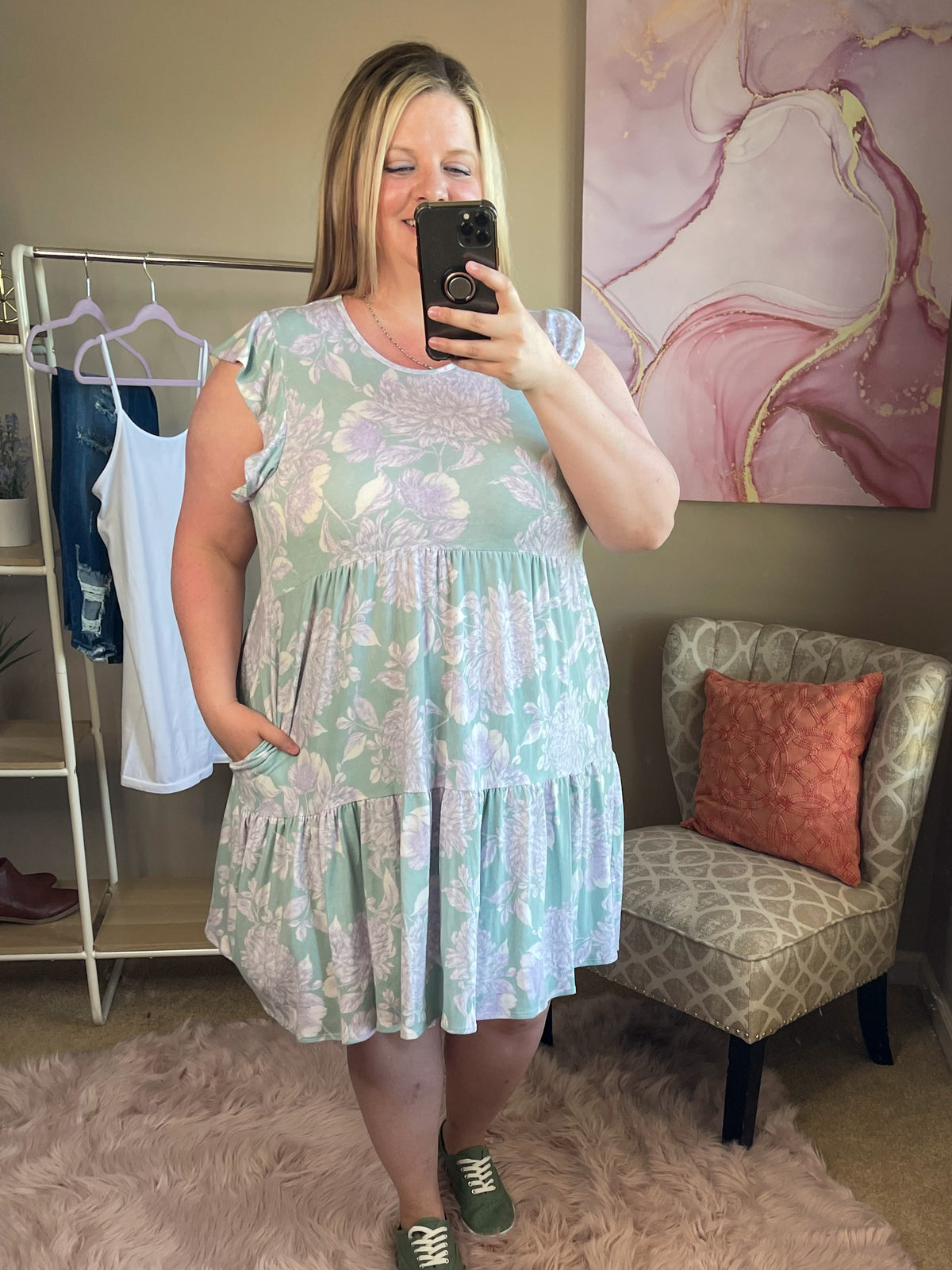 Thrilled Beyond Dress - Mint/Lilac