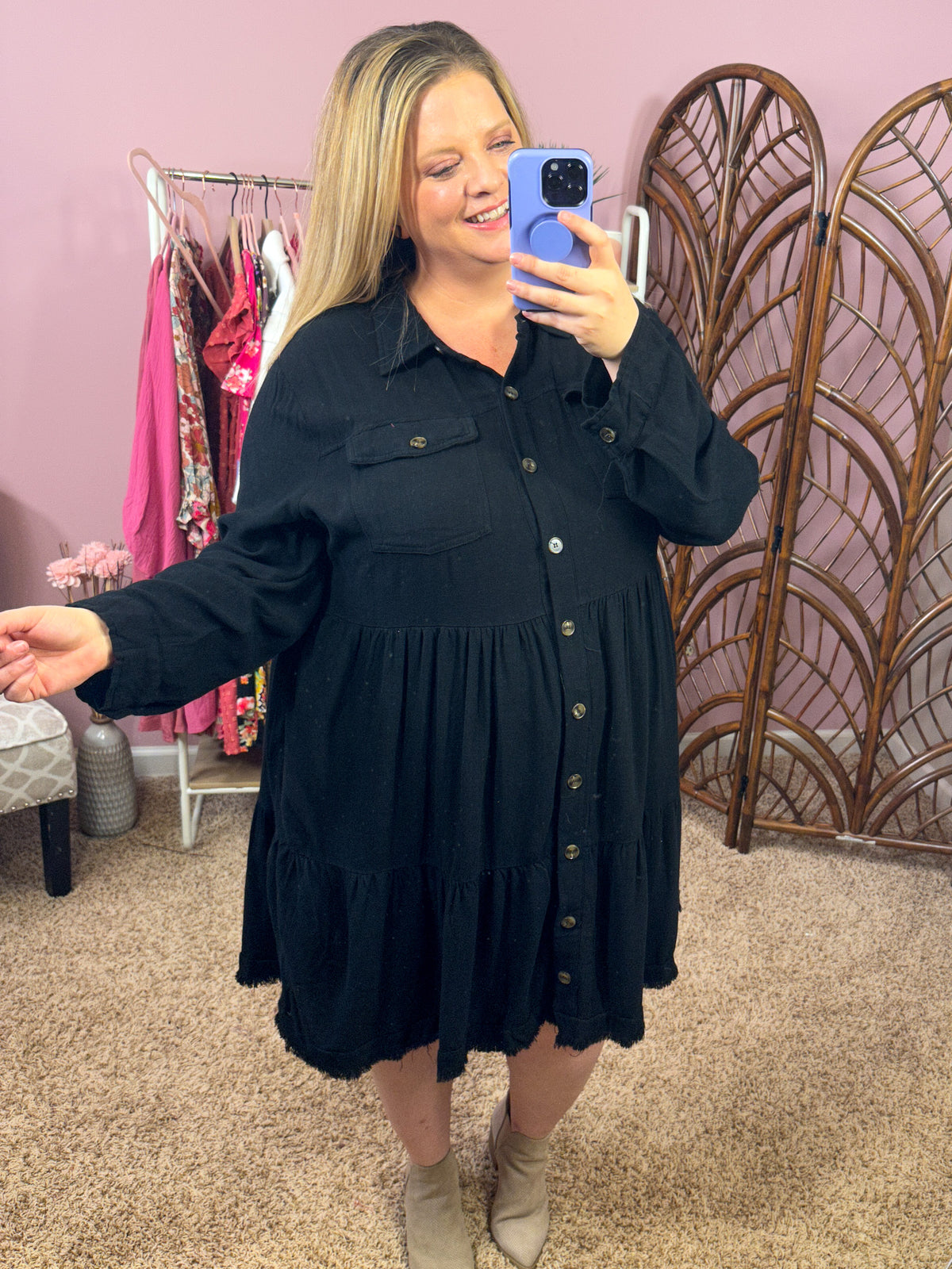 Case is Closed Raw Hem Dress - Black
