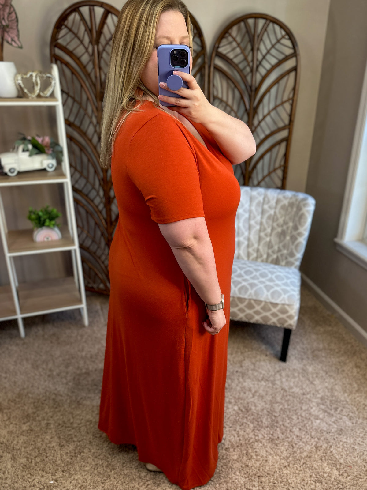 Pleased to Meet You Basic V-Neck Maxi w/Pockets - Copper
